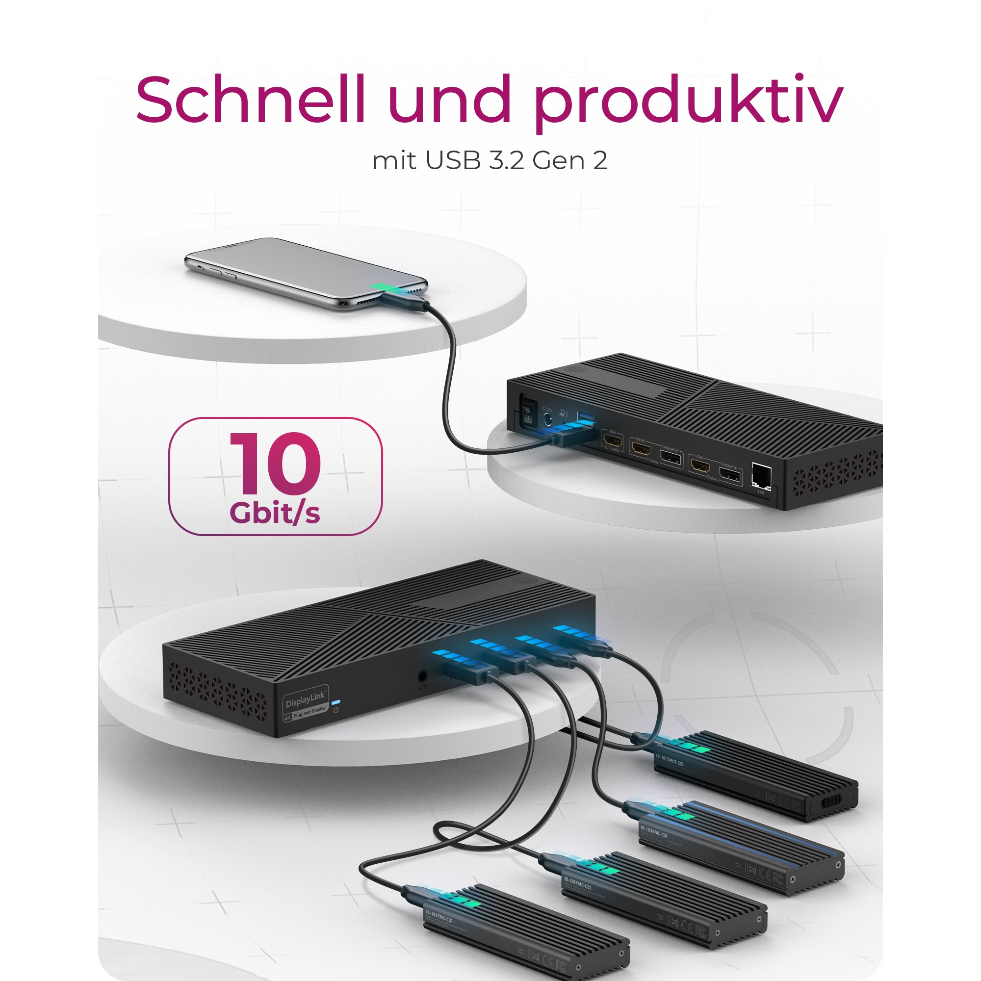 Docking stanica ICY BOX IB-DK2246AC (USB-C 3.2 Gen 2 / Thunderbolt 3 / Thunderbolt 4, 3 x HDMI, 2 x DP, GigE)-12
