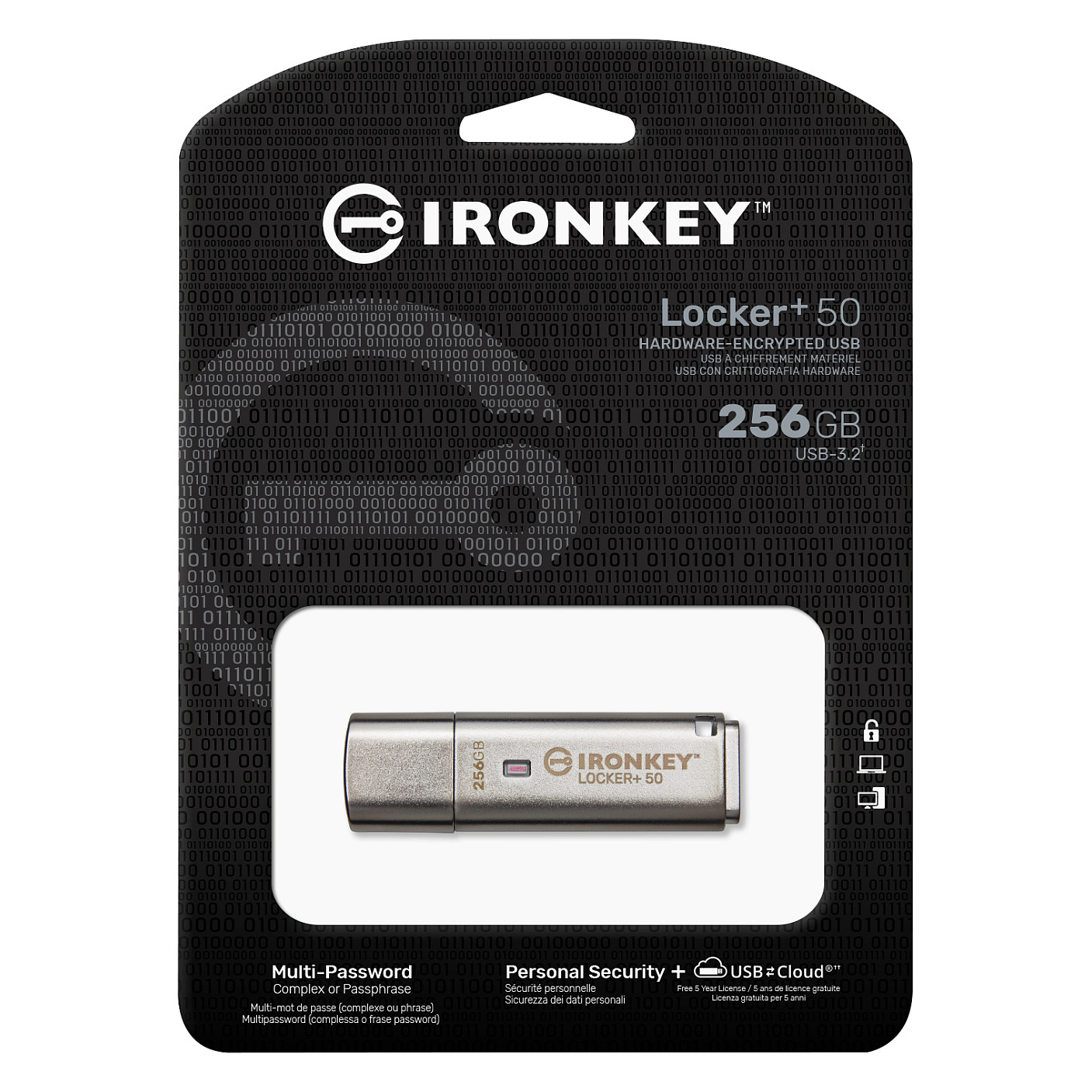 USB FLASH DRIVE KINGSTON IronKey Locker+ 50 (256 GB, AES hardverska enkripcija, TAA compliant)-3