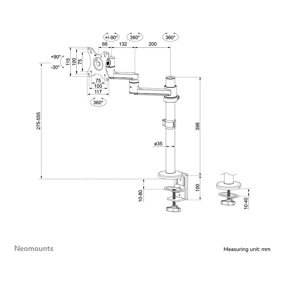 Montirni kit Neomounts DS60-425WH1 full-motion za monitor - bijeli-21