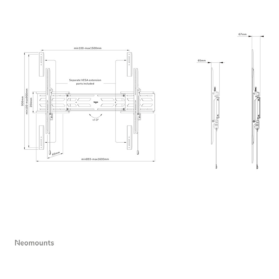 Zidni nosač NEOMOUNTS WL30S-950BL19 (fiksni, za ekrane do 110'', do 160kg)-49