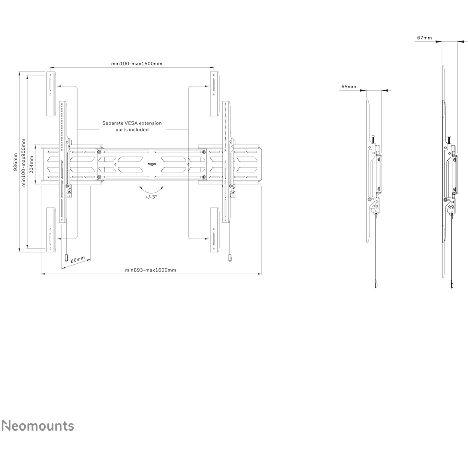 Zidni nosač NEOMOUNTS WL30S-950BL19 (fiksni, za ekrane do 110'', do 160kg)-21