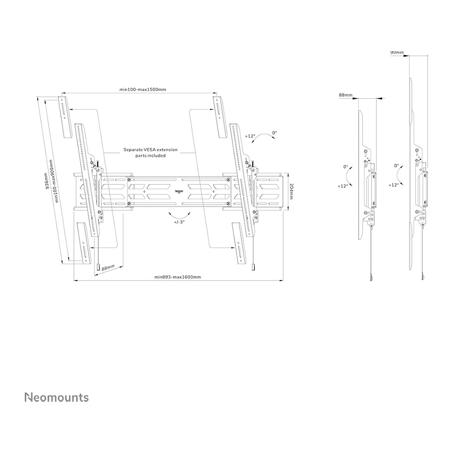 Montiranje kit Neomounts WL35S-950BL19 heavy-duty za ravne ekrane do 110" - crna-18