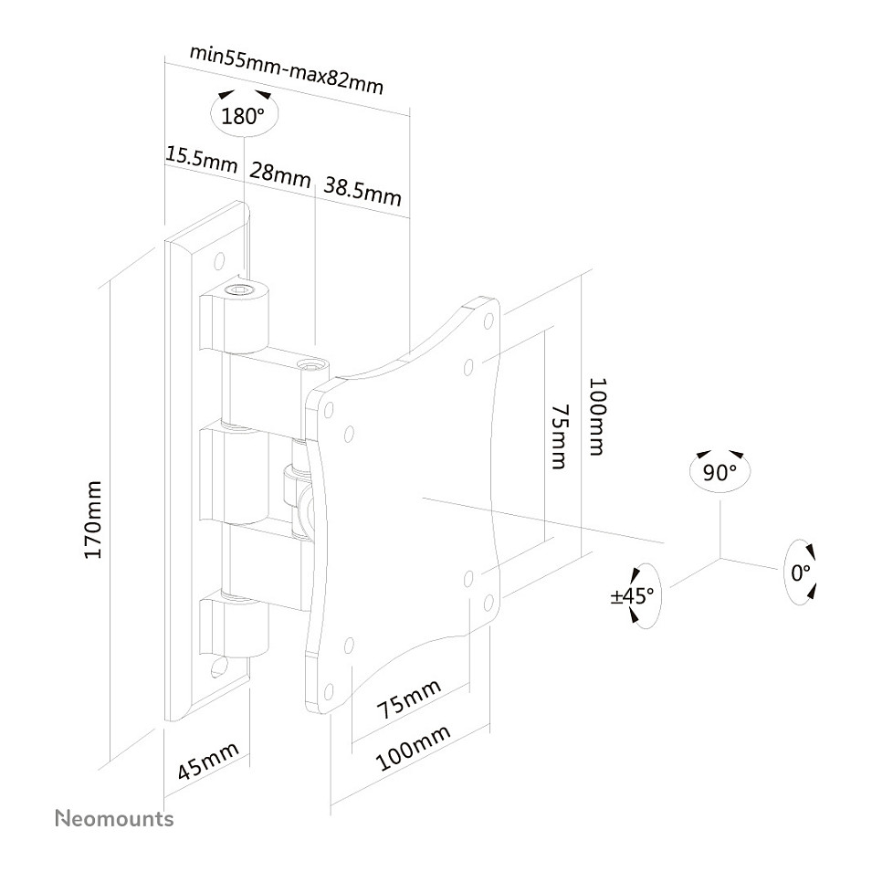 Neomounts FPMA-W810 zidni nosač za monitor, Full-Motion, srebrni-3