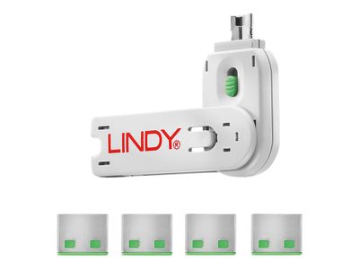 LINDY bloker za USB portove (4 komada, zeleni ključ)-0