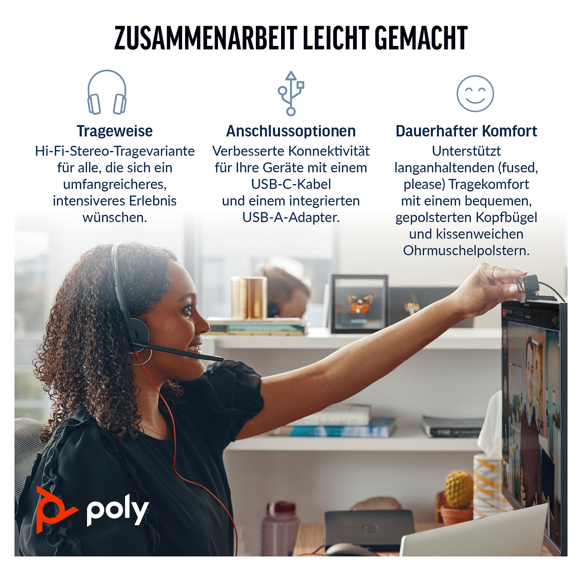 Slušalice POLY Over-Ear Headset Blackwire 3320-3
