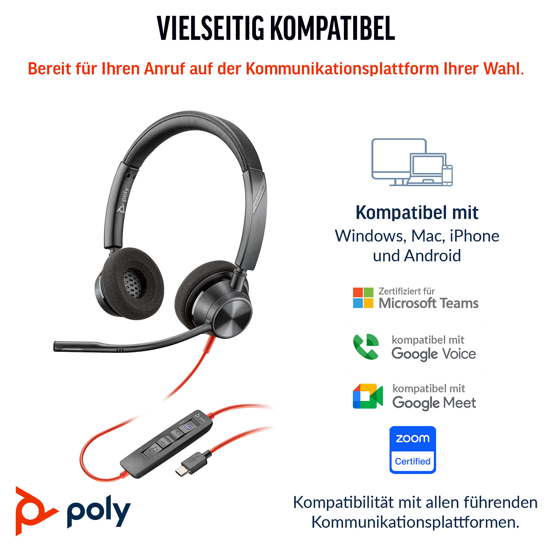 Slušalice POLY Over-Ear Headset Blackwire 3320-6