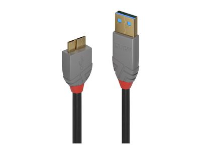 USB 3.2 kabel LINDY Anthra Line, USB-A na Micro-B, 0.5m-0