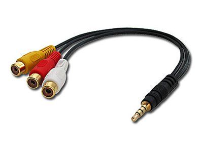 Kabel LINDY 3.5mm 4-polni na 3x RCA (činč) AV adapter, 25cm-0