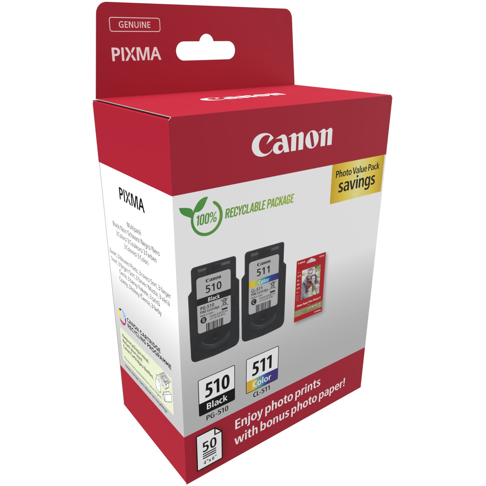 Canon ink cartridge / paper kit PG-510/CL-511 (2-pack, crna, boja)-2