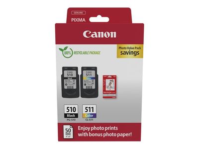 Canon ink cartridge / paper kit PG-510/CL-511 (2-pack, crna, boja)-0