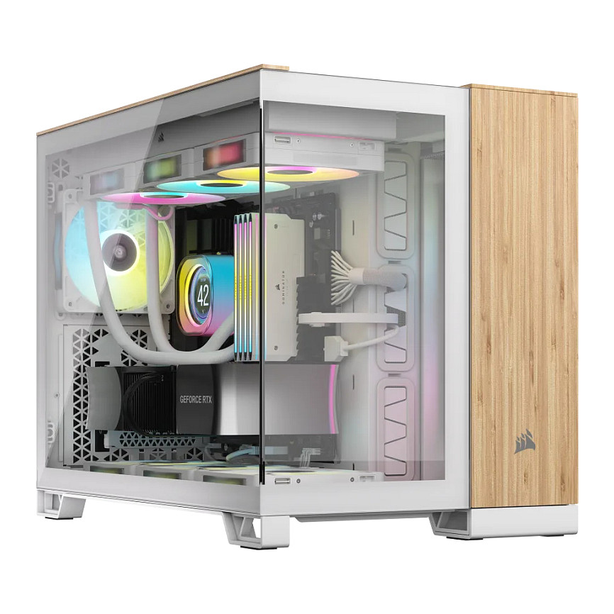 Kućište za računalo CORSAIR 2500X M-ATX TG (Bijelo/Bambus, staklena stranica, USB-C 3.2 Gen 2)-1