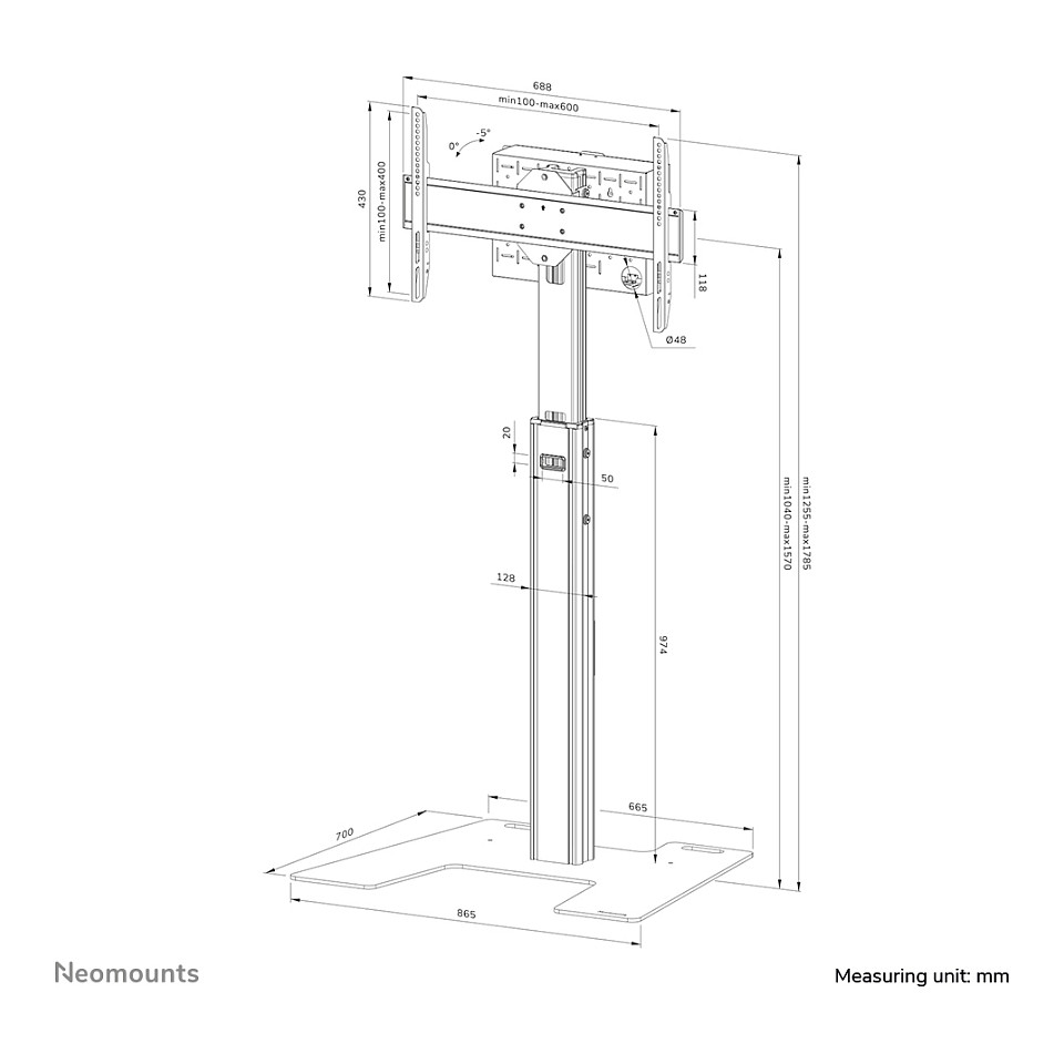 Podni stalak za TV NEOMOUNTS FL45S-825BL1 (za ekrane do 75", 70 kg) crna boja-12