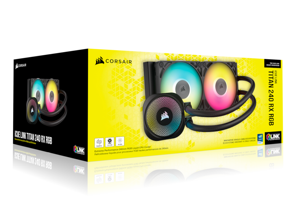 Hladnjak za procesor CORSAIR iCUE Link TITAN 240 RX RGB (AIO, 240 mm, RGB, LGA1700/LGA1851/AM4/AM5, crni)-6