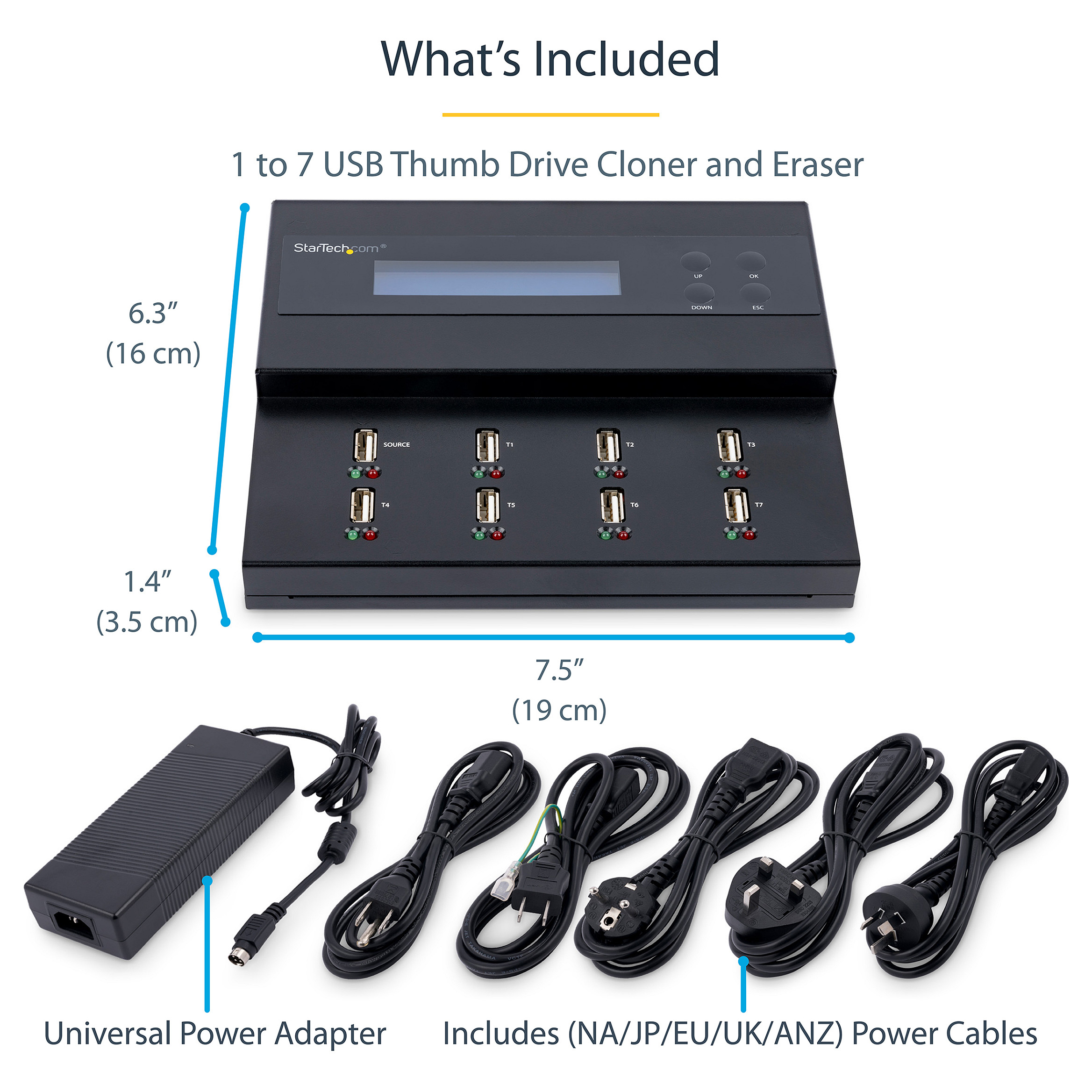 USB duplikator STARTECH 1-na-7 (1.5 GB/min, brisanje podataka, LCD)-14