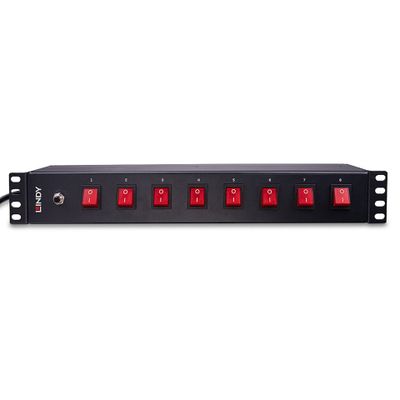 Letva s utičnicama LINDY za 19" rack (8x Schuko, s prekidačima, 2m)-0
