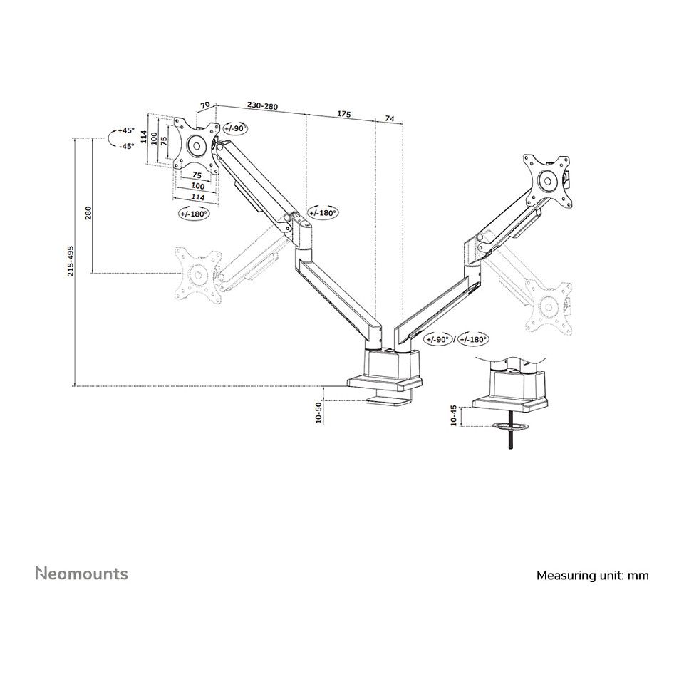 Nosač za TV NEOMOUNTS NEXT Slim DS70-250BL2 (crna)-25