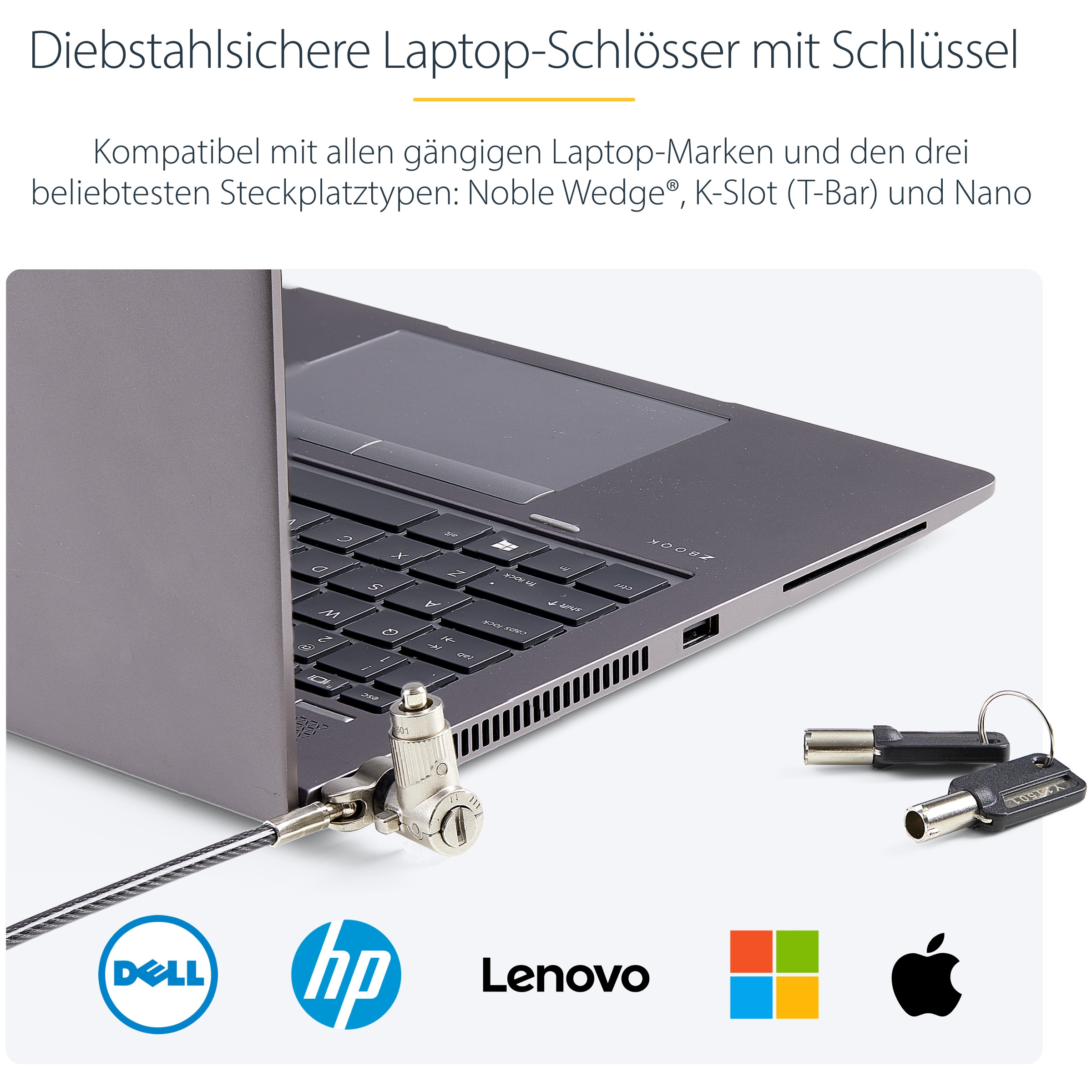 Laptop Startech 248521 product (univerzalna sigurnosna brava, čelični kabel 2m, 4 ključa, otpornost na povlačenje do 217.8 lb)-12