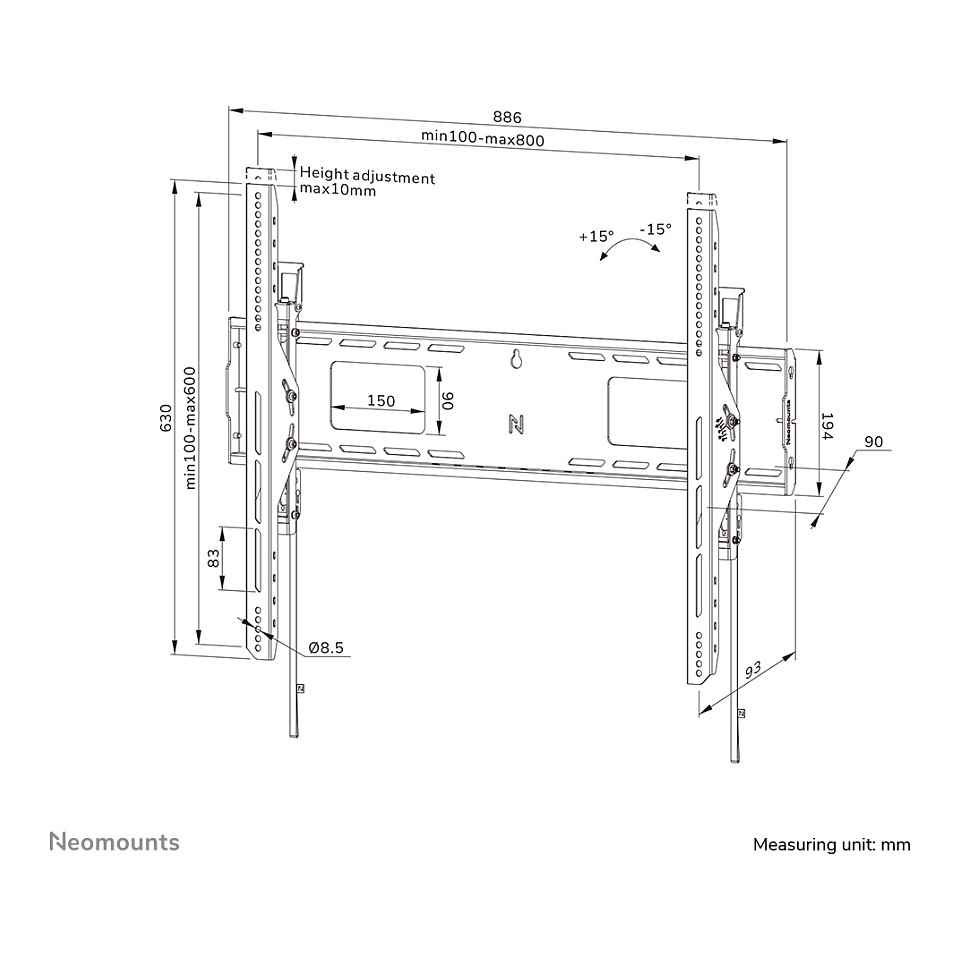 Zidni nosač za TV NEOMOUNTS LEVEL-750, 43-98", nagibni, do 70kg-21