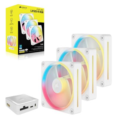 Ventilatori za kućište CORSAIR LX120-R RGB (3x12cm, bijeli, 400-2400 rpm, 18 RGB LED)
