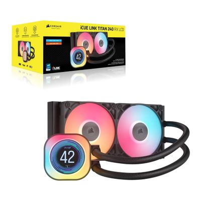 Hladnjak za procesor CORSAIR iCUE LINK TITAN 240 RX (12 cm, crni, 2 ventilatora, LED osvjetljenje)-2