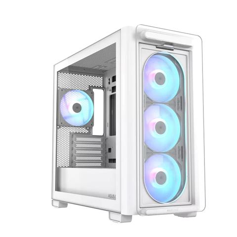Kućište ASUS A23 PLUS TG ARGB WHITE (microATX, staklena bočna ploča, 2x 2.5" i 1x 3.5" unutarnji utori, USB i audio priključci)-1
