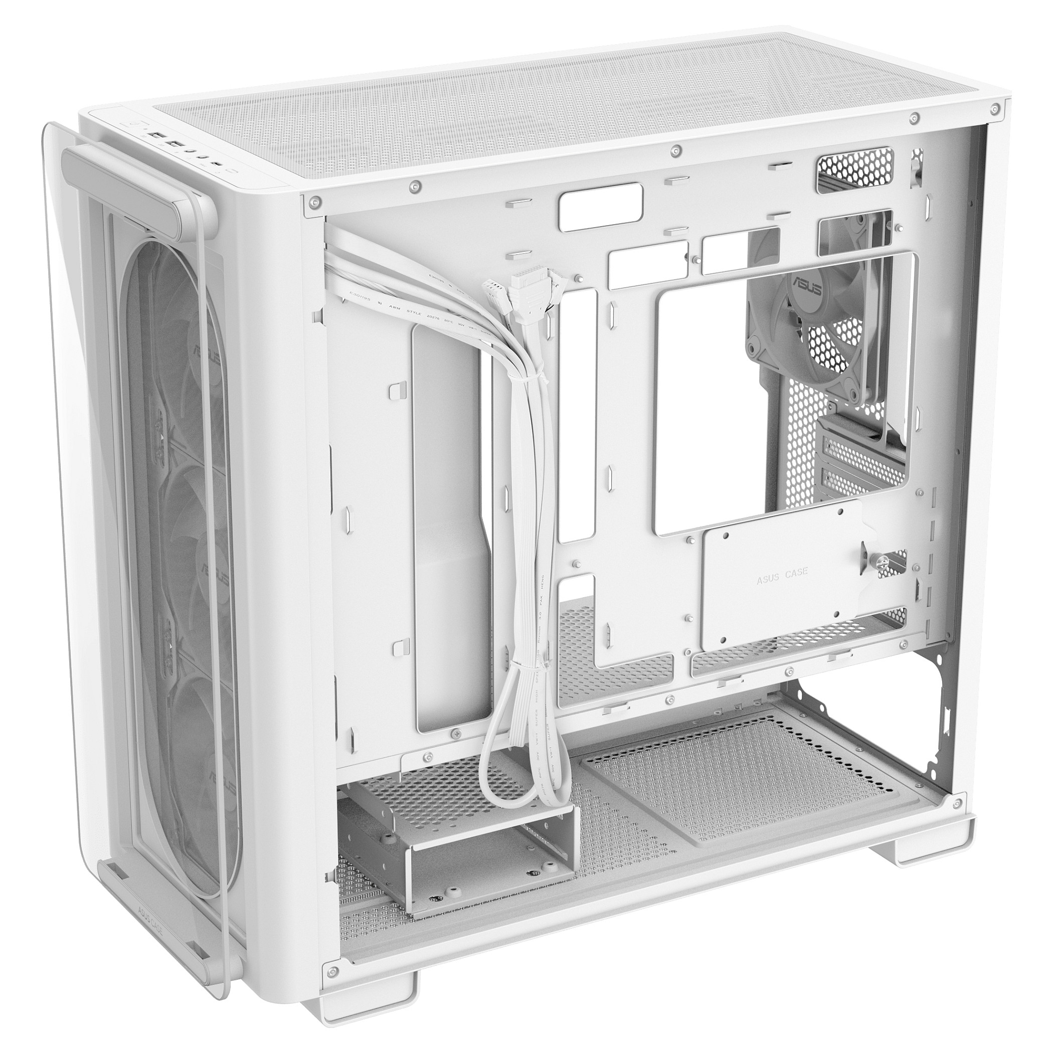 Kućište ASUS A23 PLUS TG ARGB WHITE (microATX, staklena bočna ploča, 2x 2.5" i 1x 3.5" unutarnji utori, USB i audio priključci)-4