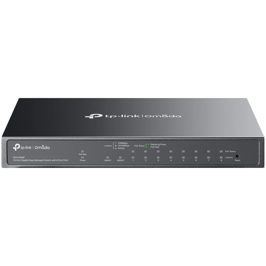 Mrežni switch TP-LINK Omada ES210GMP (10-portni Gigabit, 8 × PoE+)