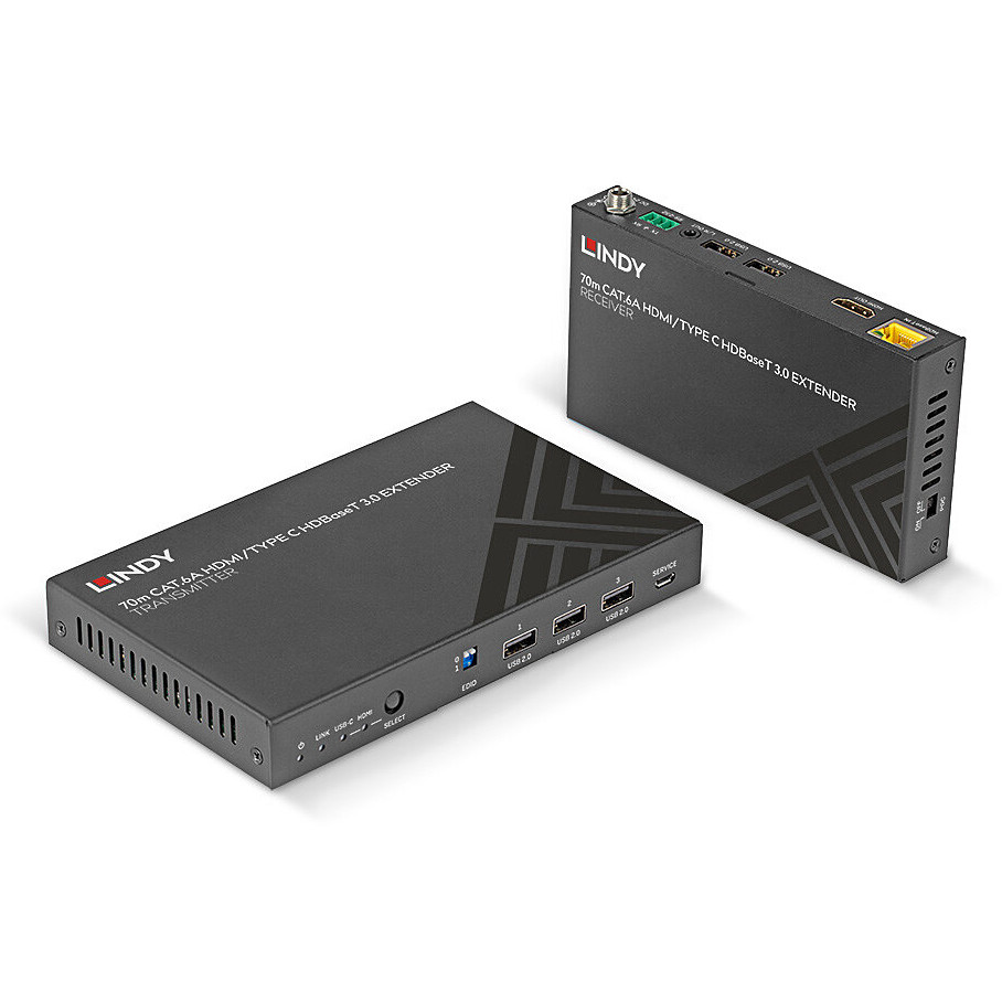 KVM LINDY Cat.6-C i USB 3.0 Switch 70m