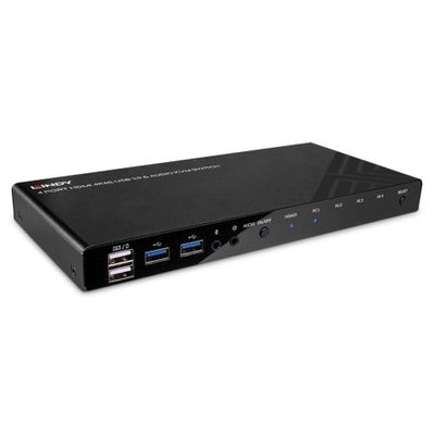 KVM preklopnik LINDY 4-portni, HDMI 2.0 4K@60Hz, USB 3.0, Audio-1
