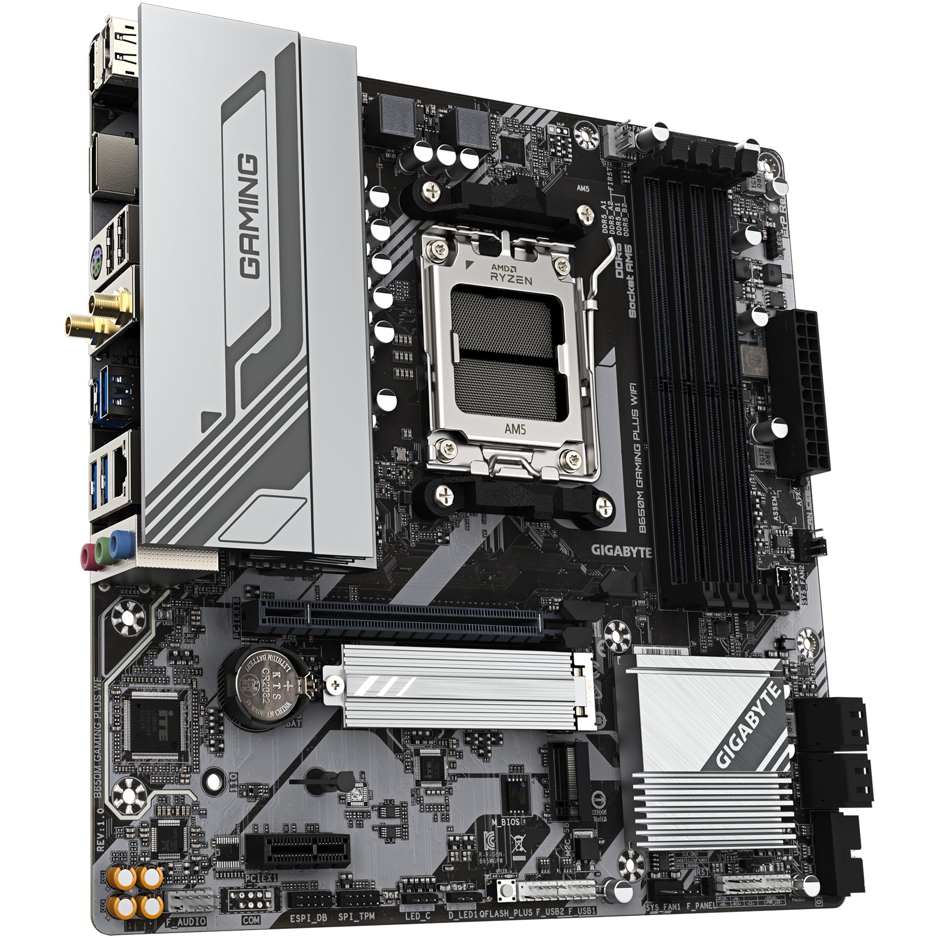Matična ploča GIGABYTE B650M GAMING PLUS WIFI (Socket AM5, AMD B650, DDR5 memorija, 2.5 Gigabit Ethernet, Bluetooth 5.3, Wi-Fi 6E)-6