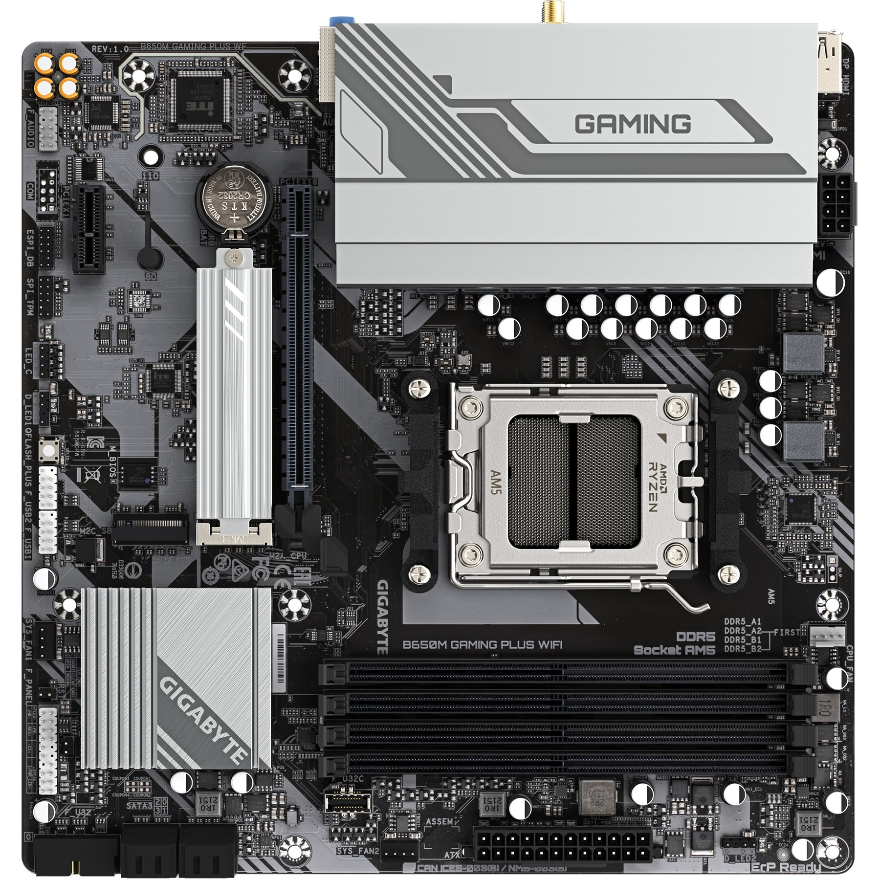 Matična ploča GIGABYTE B650M GAMING PLUS WIFI (Socket AM5, AMD B650, DDR5 memorija, 2.5 Gigabit Ethernet, Bluetooth 5.3, Wi-Fi 6E)-8