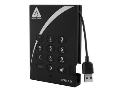 Eksterni tvrdi disk APRICORN Aegis Padlock 3 (500gb, usb 3.0, 256-bit aes xts enkripcija, crni)-0