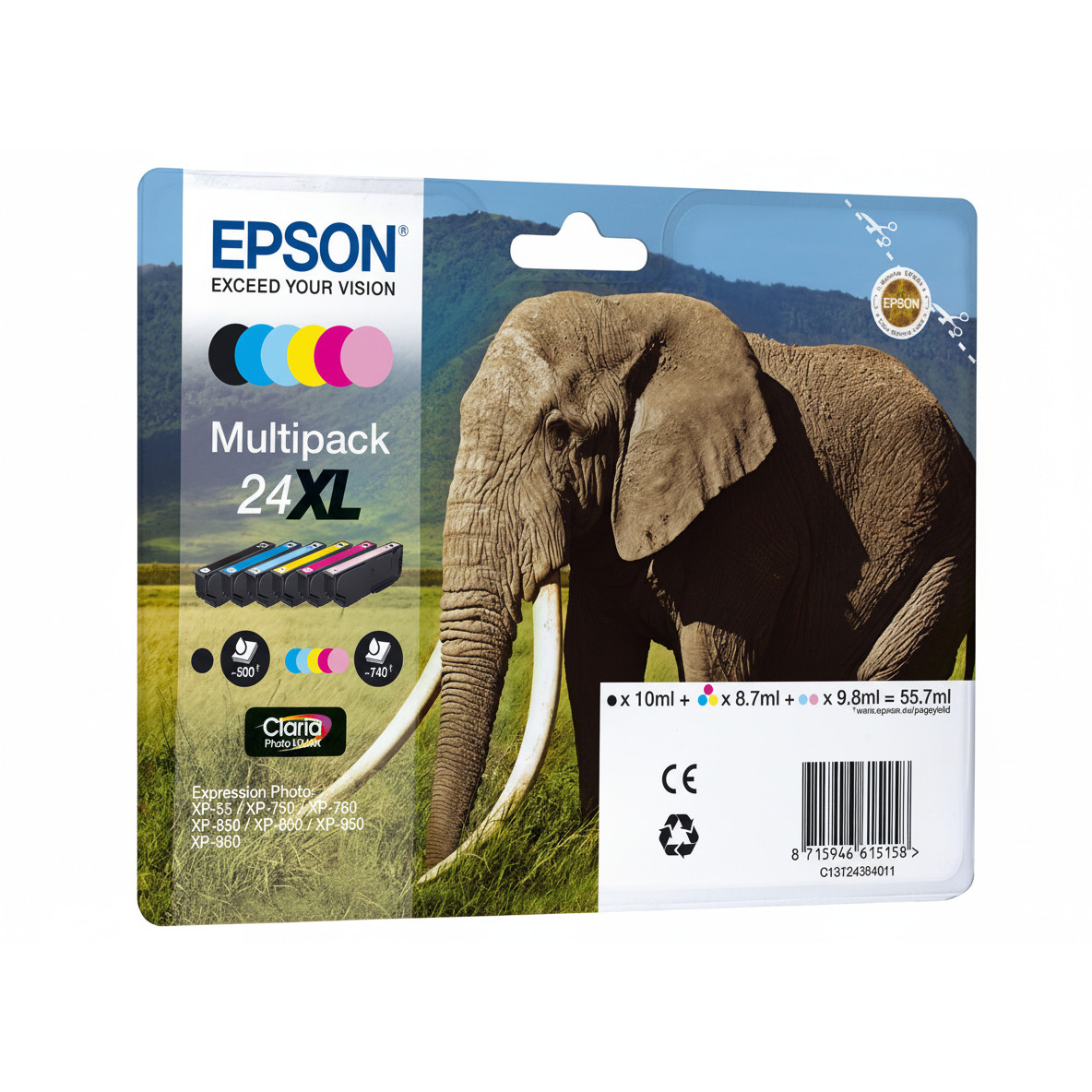 Multipack tinte EPSON 24XL (6 komada, XL, original, spremnik s tintom) crna boja, žuta boja, cijan, magenta boja, svijetlo magenta, svijetlo cijan-1