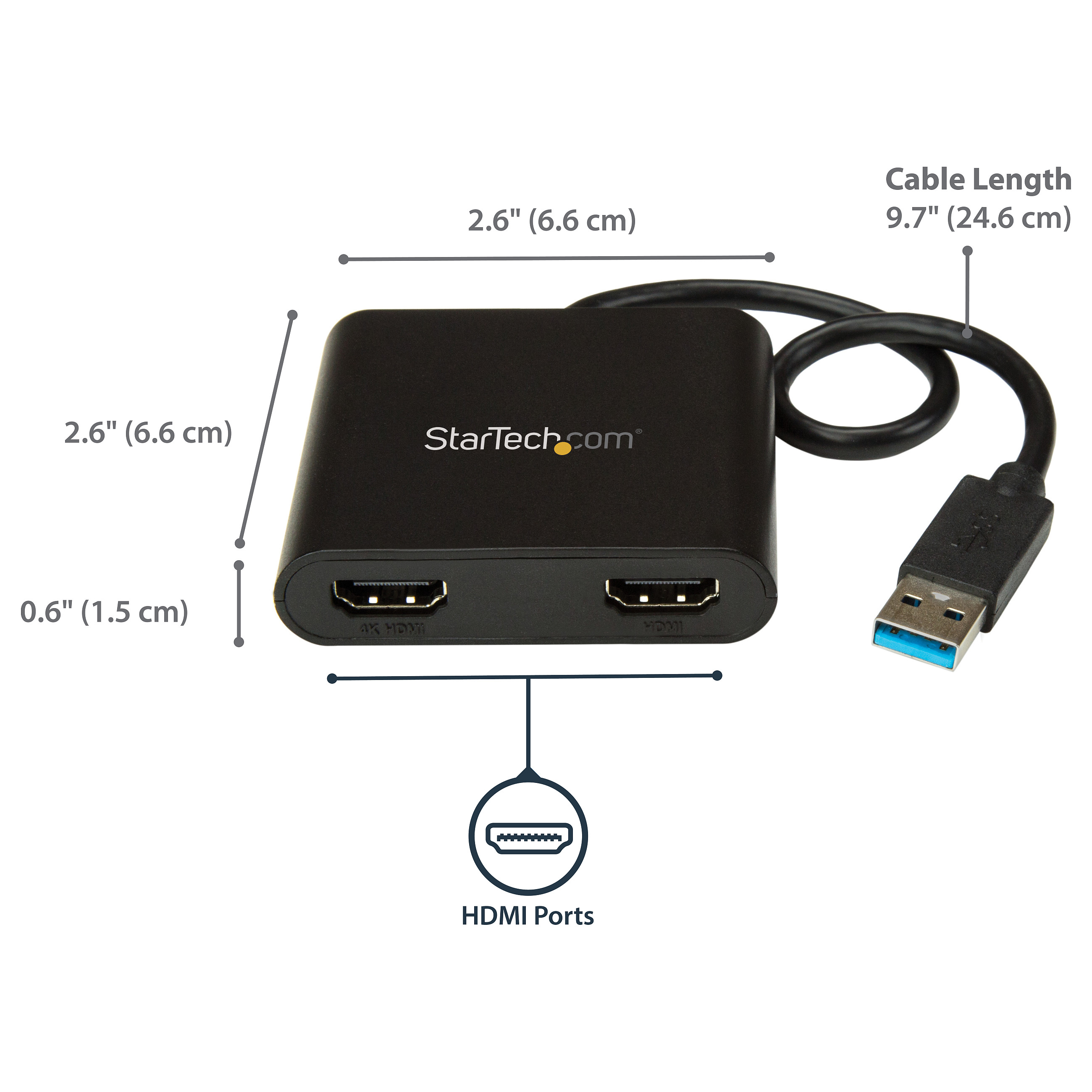USB 3.0 na dvostruki HDMI adapter STARTECH.COM (1x 4K 30Hz i 1x 1080p, vanjska video i grafička kartica, USB Type-A na HDMI dvostruki monitor display adapter-14