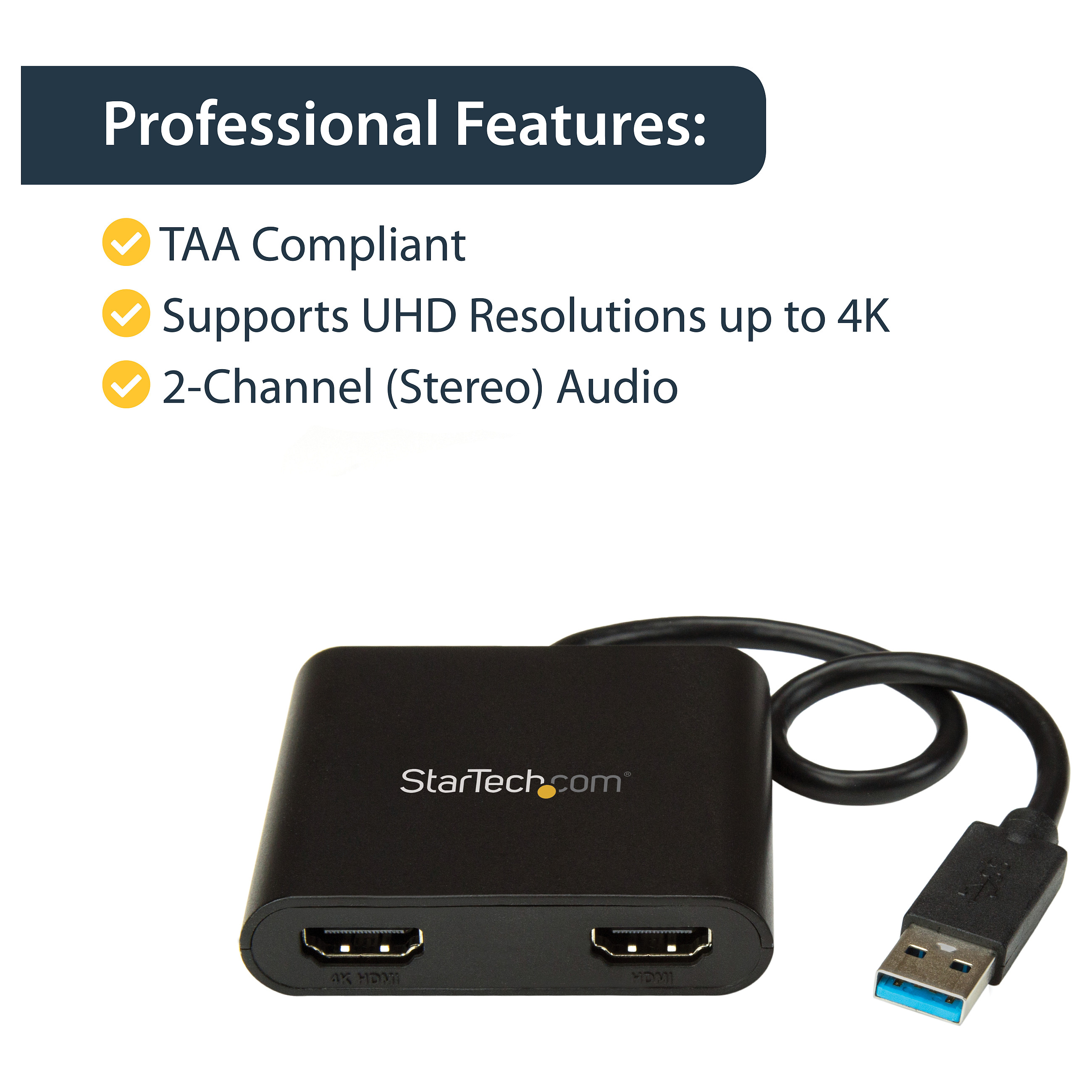 USB 3.0 na dvostruki HDMI adapter STARTECH.COM (1x 4K 30Hz i 1x 1080p, vanjska video i grafička kartica, USB Type-A na HDMI dvostruki monitor display adapter-16