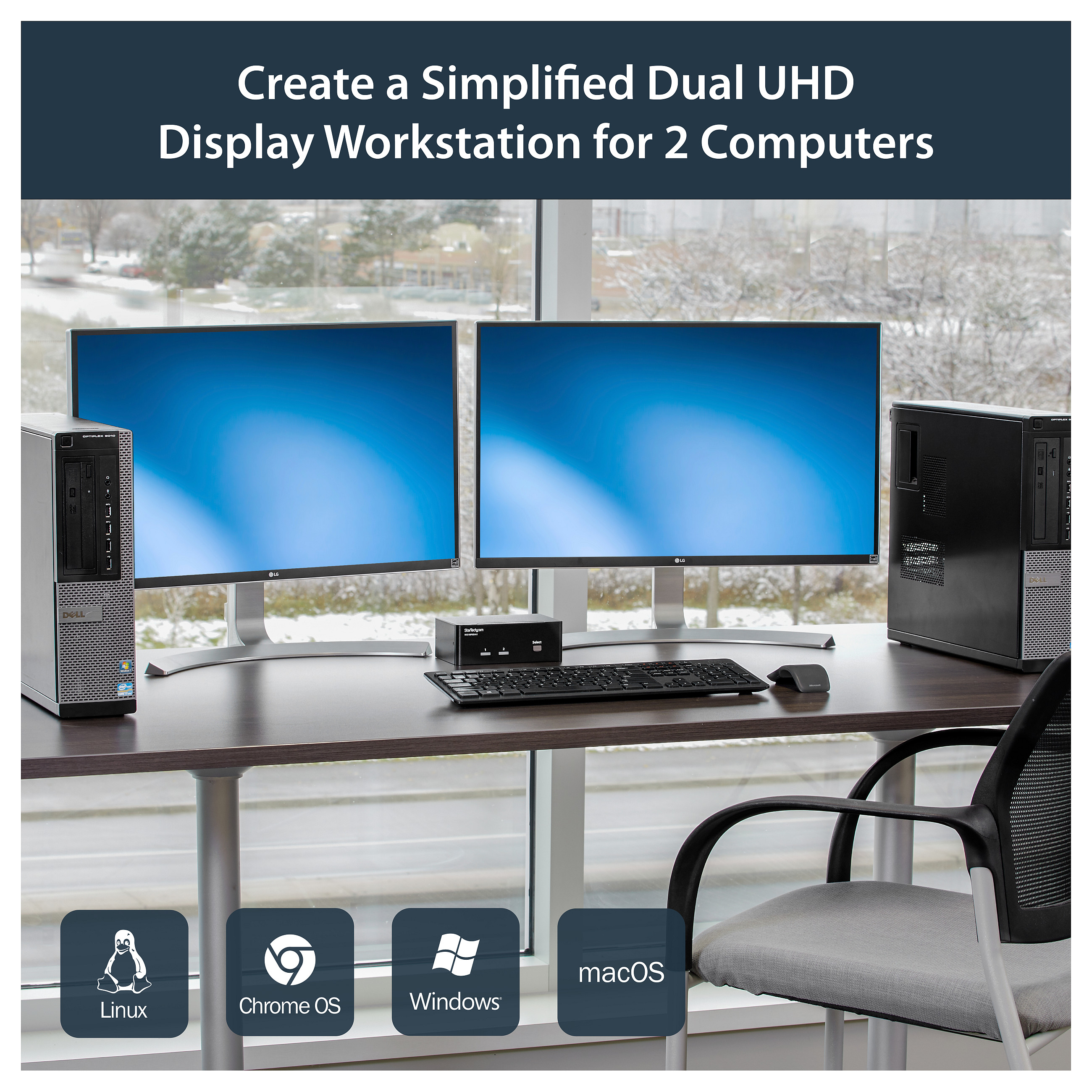 KVM preklopnik STARTECH.COM SV231DPDDUA2 (2-portni, Dual DisplayPort, 4K 60Hz, USB Hub, Audio)-10