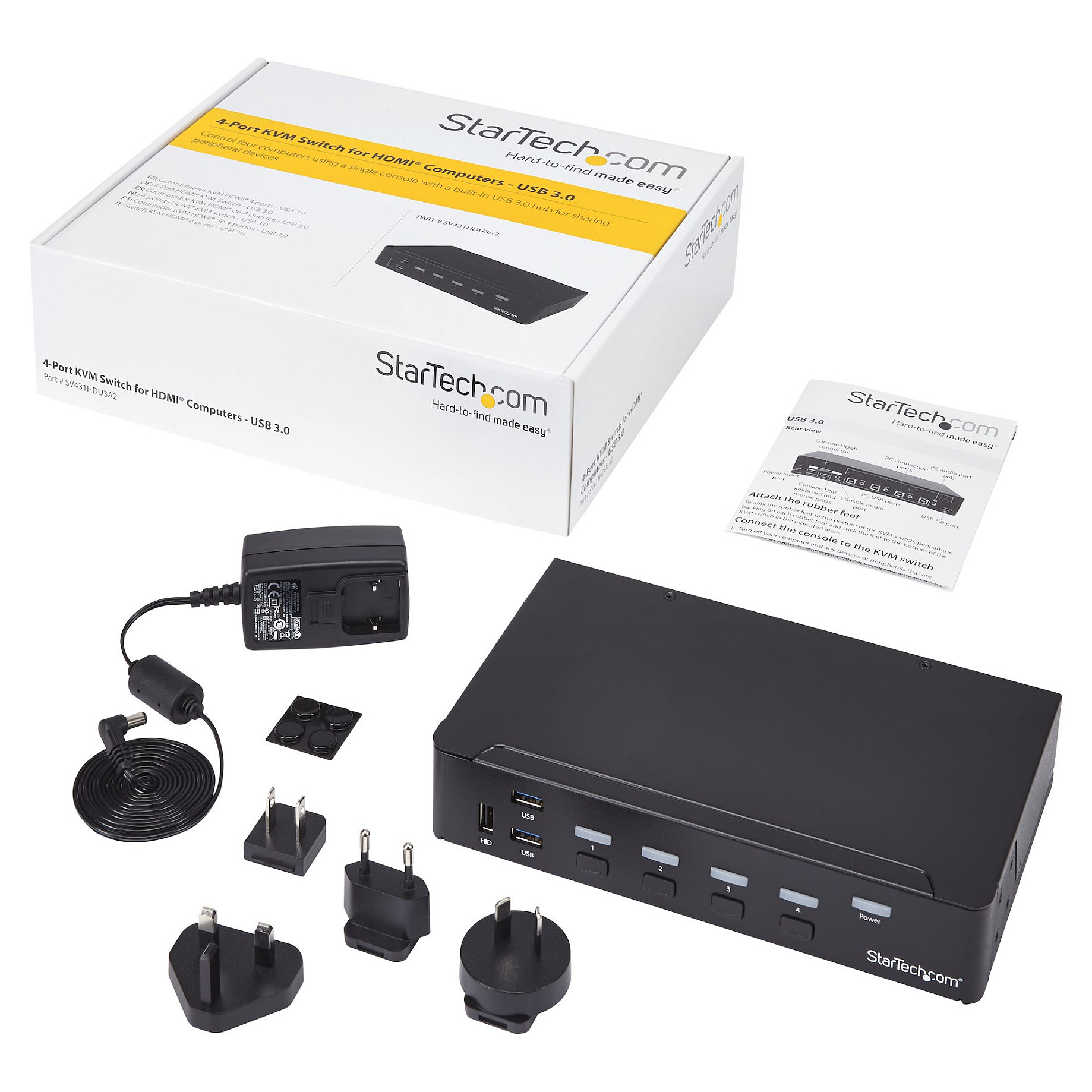 KVM Switch STARTECH.COM SV431HDU3A2 (4-portni, HDMI, USB 3.0 Hub, 1080p, Audio)-6
