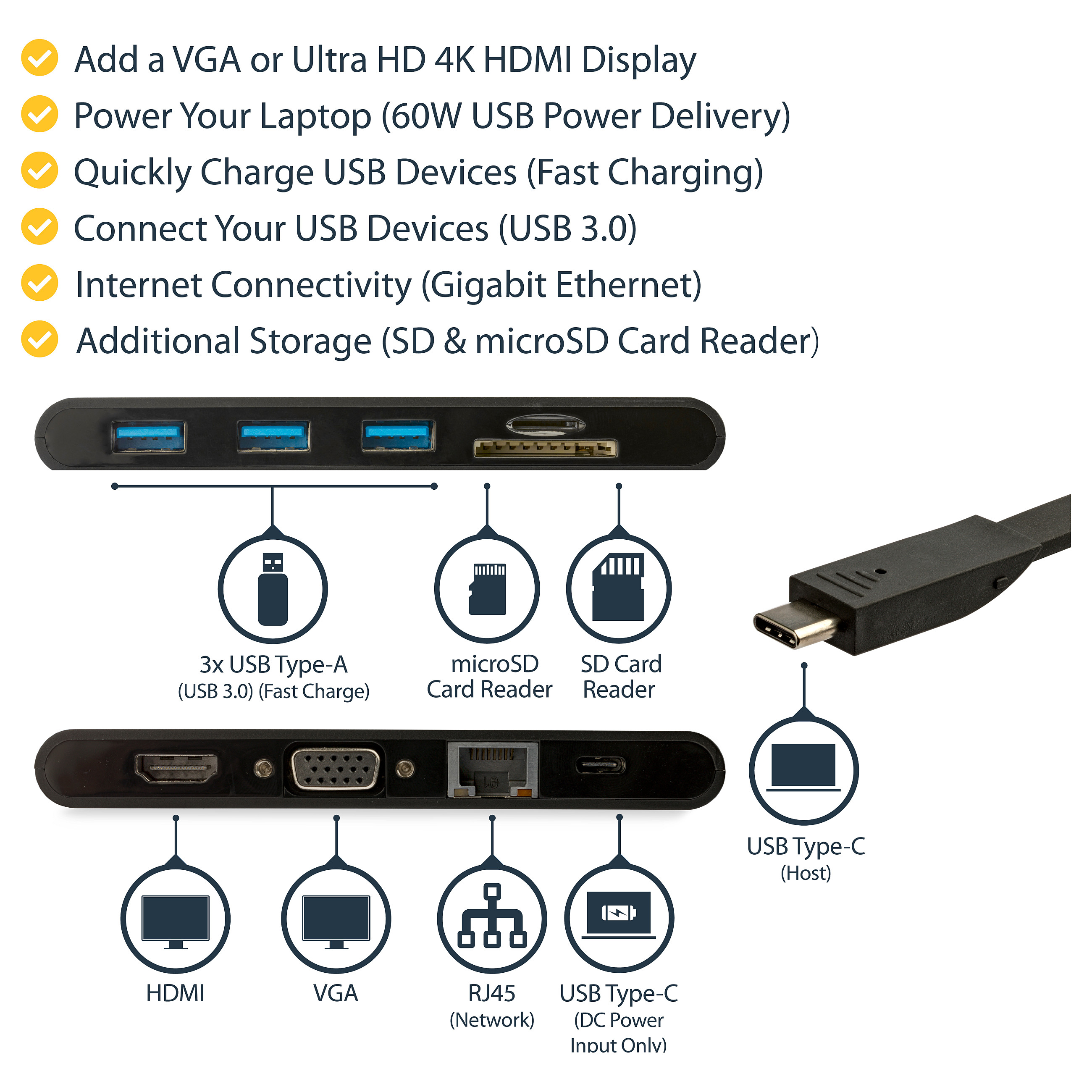 Startech DKT30CHVSCPD USB-C 8-u-1 višenamjenski adapter (HDMI/VGA/LAN/USB)-20