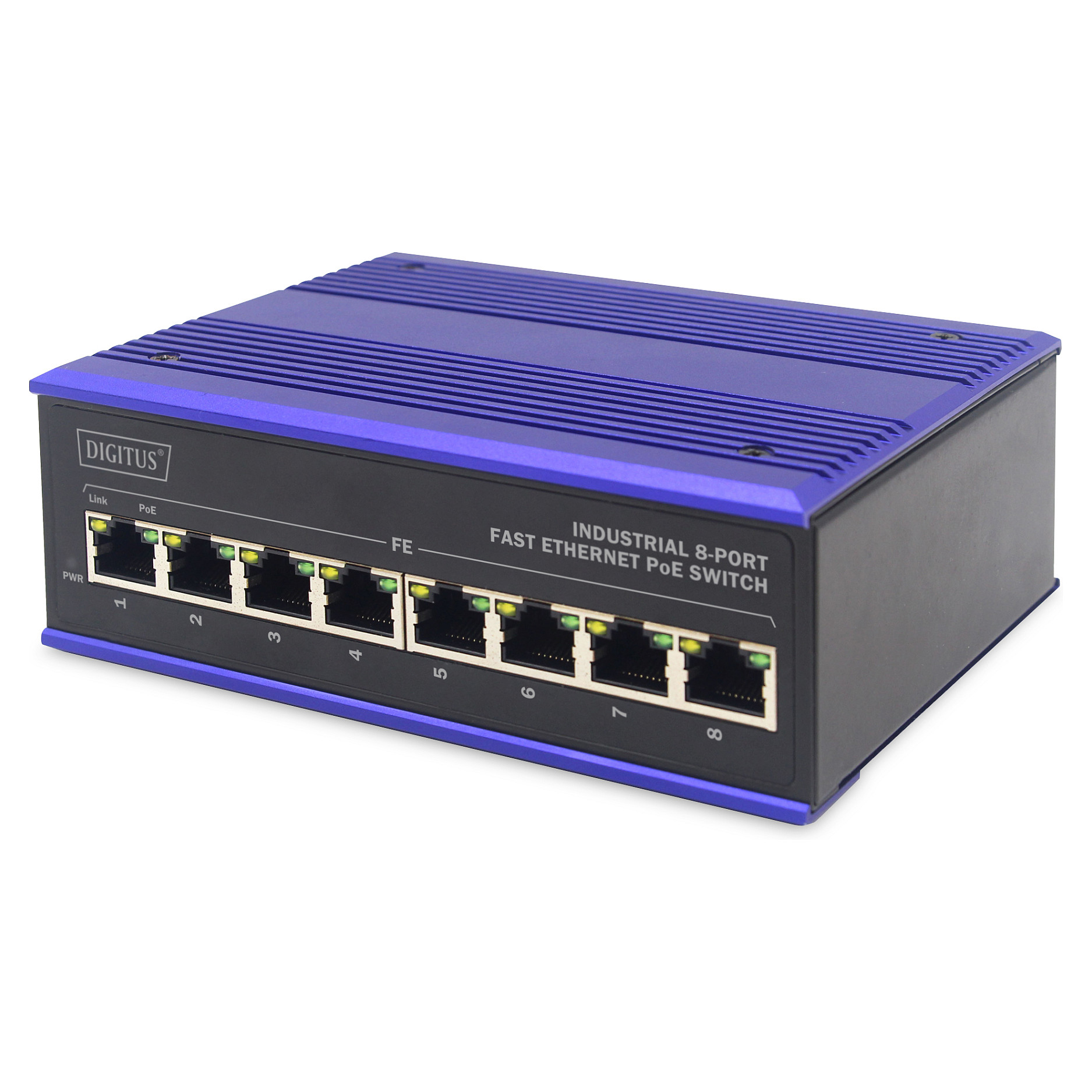 Industrijski mrežni switch DIGITUS (8-port, Fast Ethernet, PoE)-1