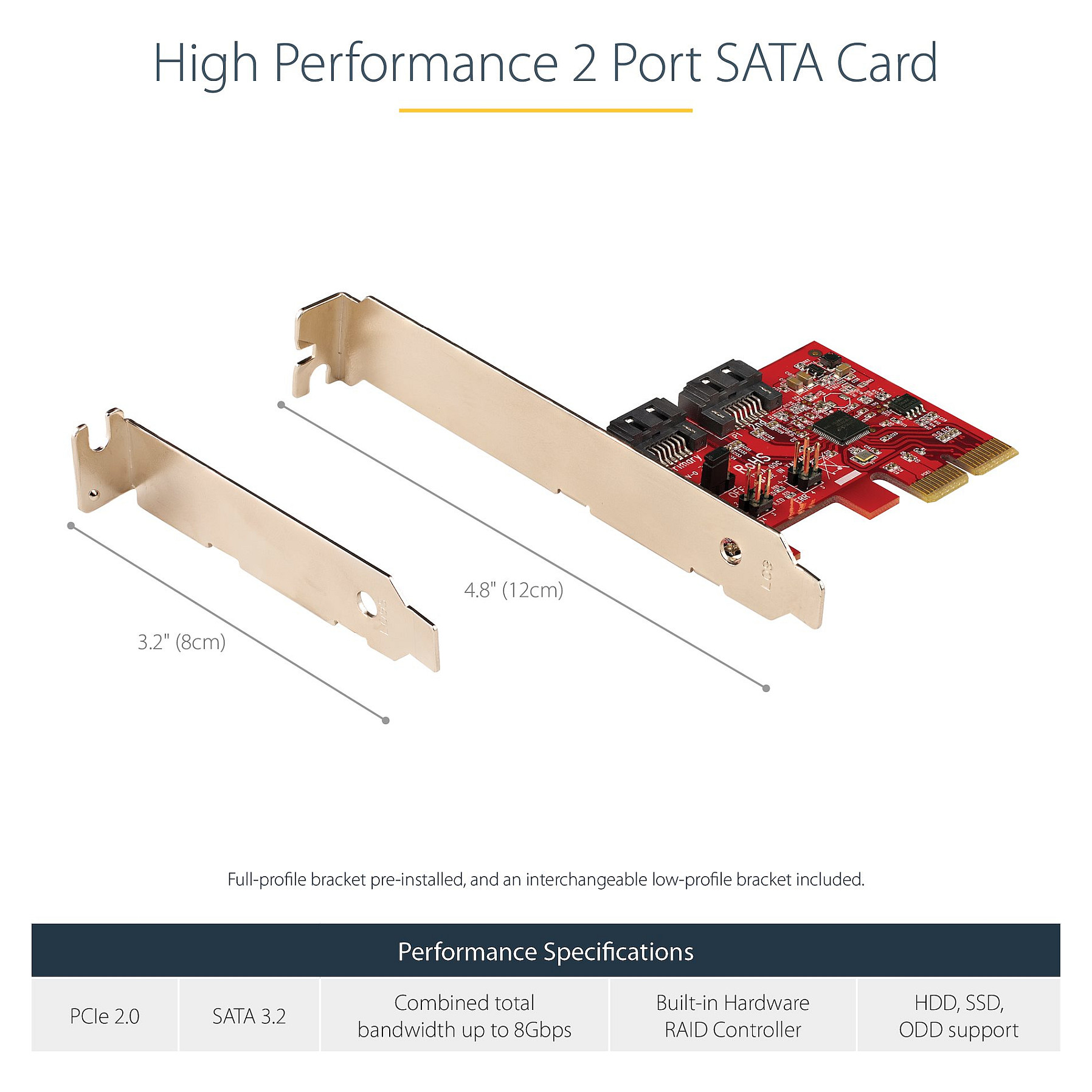 PCIe KARTICA STARTECH SATA PCIe Card (2 porta, 6Gbps, RAID)-25