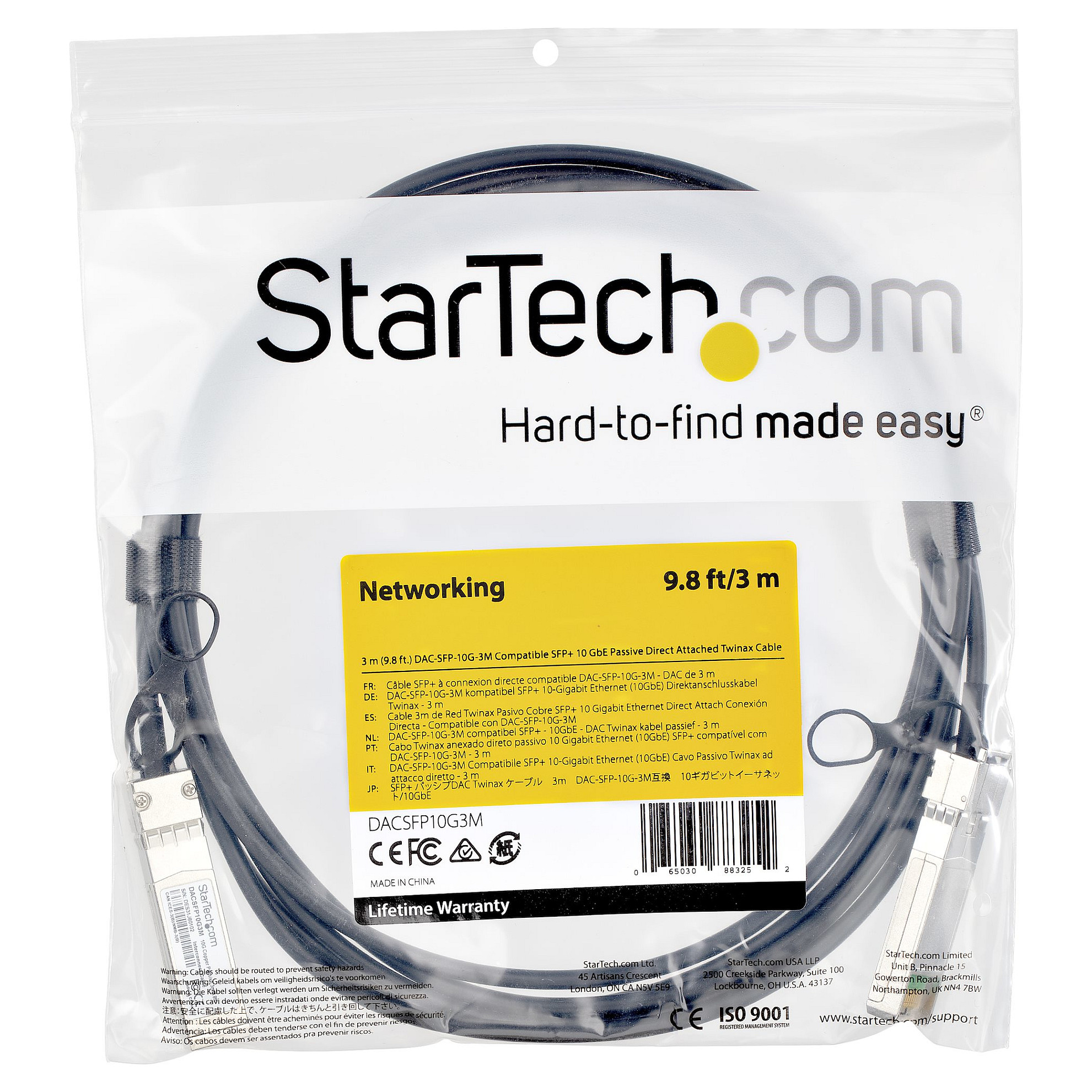 StarTech.com Dell EMC DAC-SFP-10G-3M Compatible 3m 10G SFP+ to SFP+ Direct Attach Cable Twinax, 10GbE SFP+ Copper DAC 10 Gbps Low Power Passive Mini GBIC/Transceiver Module DAC, SFP Plus - Lifetime Wa-6