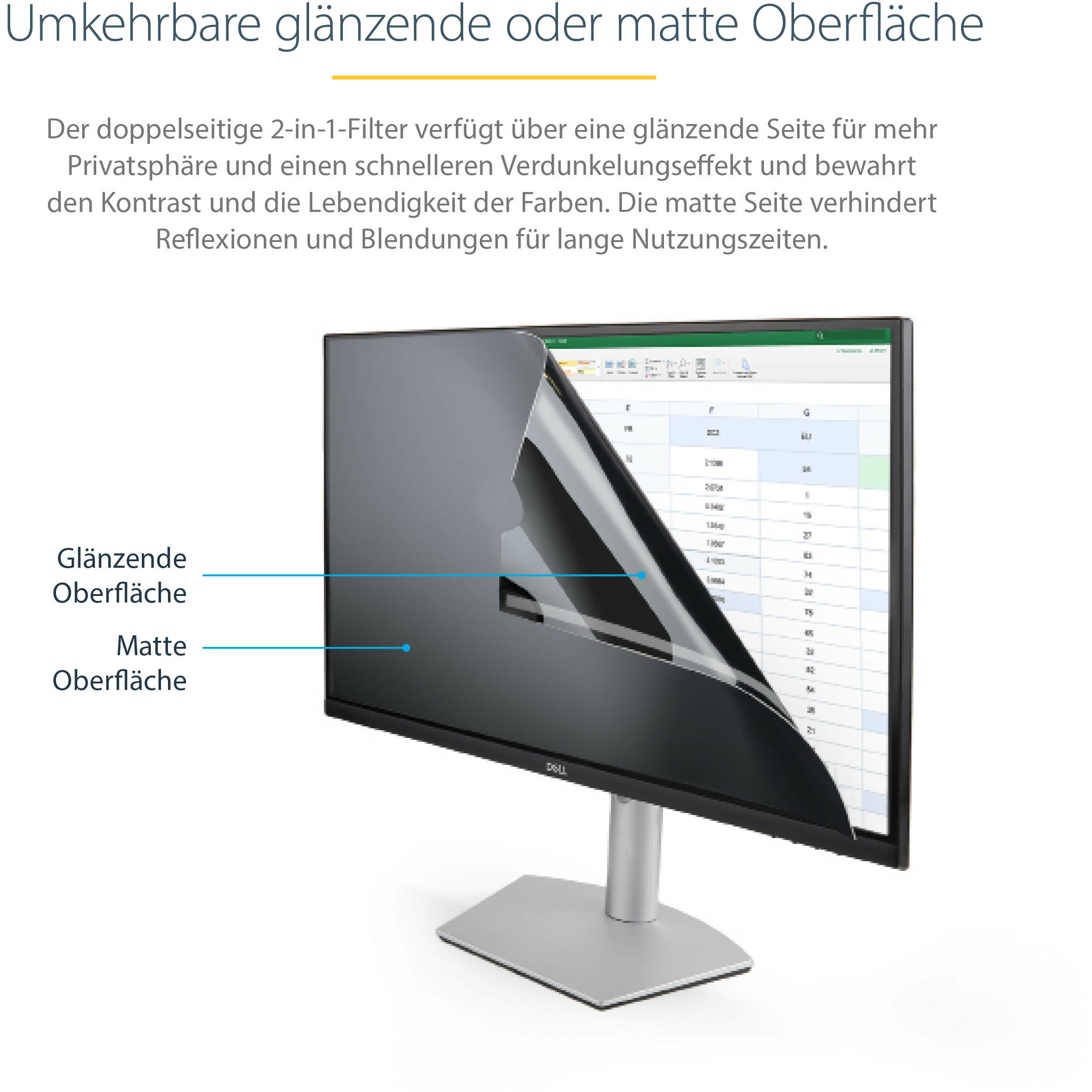 Zaštita privatnosti zaslona monitora STARTECH.COM (za PC zaslon od 27 inča, računalna sigurnosna filter zaslona, smanjuje plavo svjetlo zaslon zaštitnik filma,-21