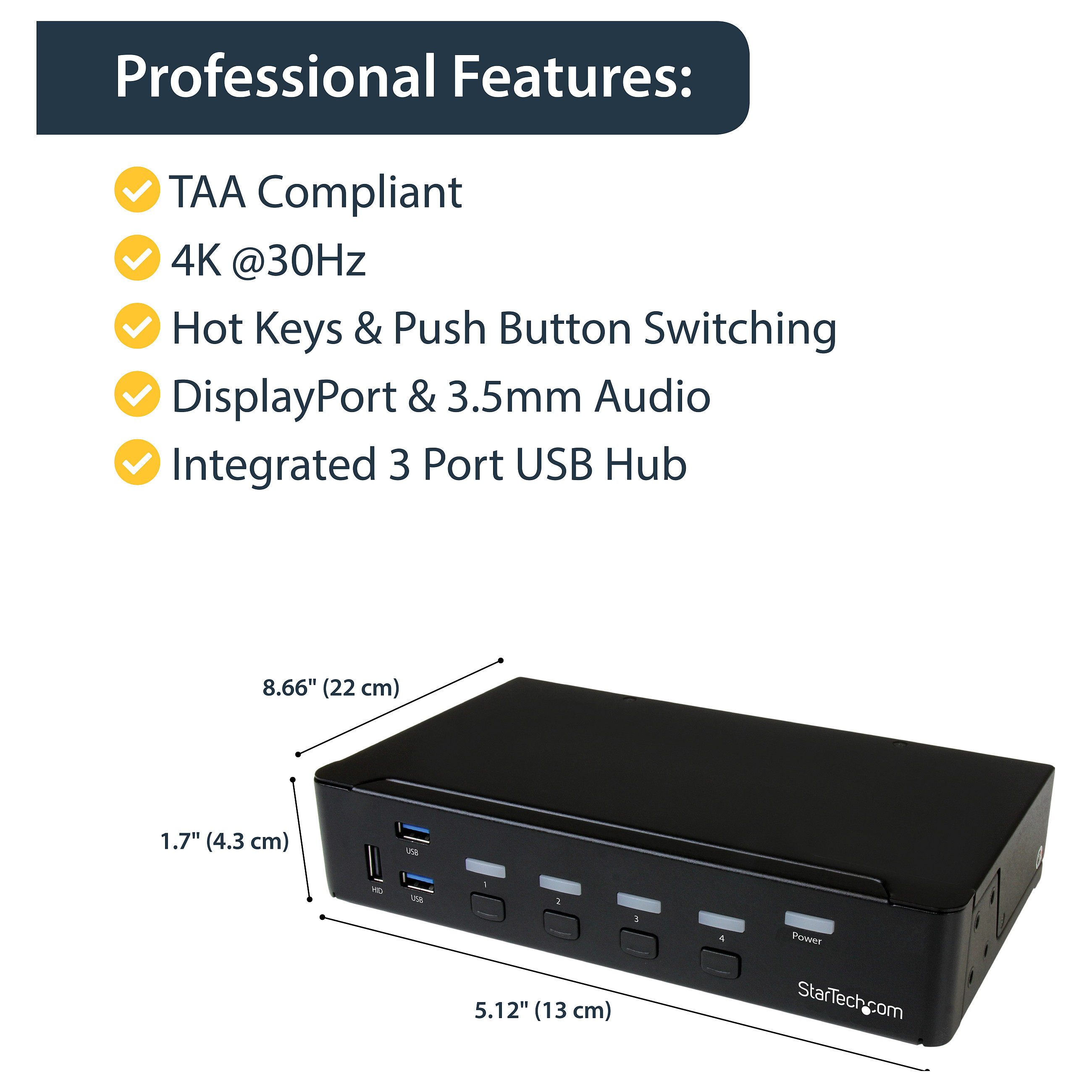 KVM preklopnik STARTECH SV431DPU3A2 4-portni DisplayPort s USB 3.0 Hubom (4K 30Hz)-7