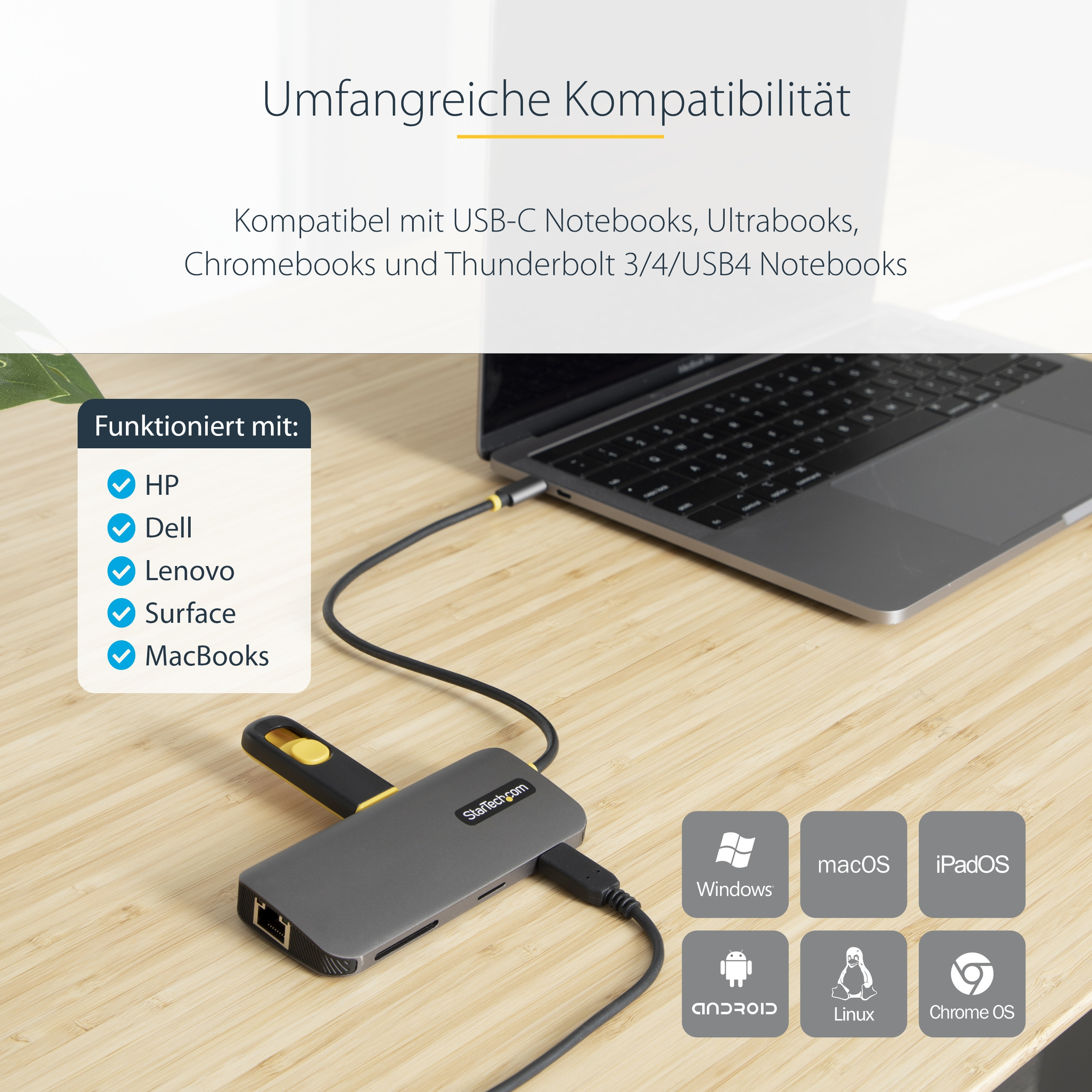 USB-C STARTECH.COM višenamjenski adapter (4K 60Hz HDMI, 3x USB 3.2 Gen 1, GbE, SD/MicroSD, 100W PD)-16