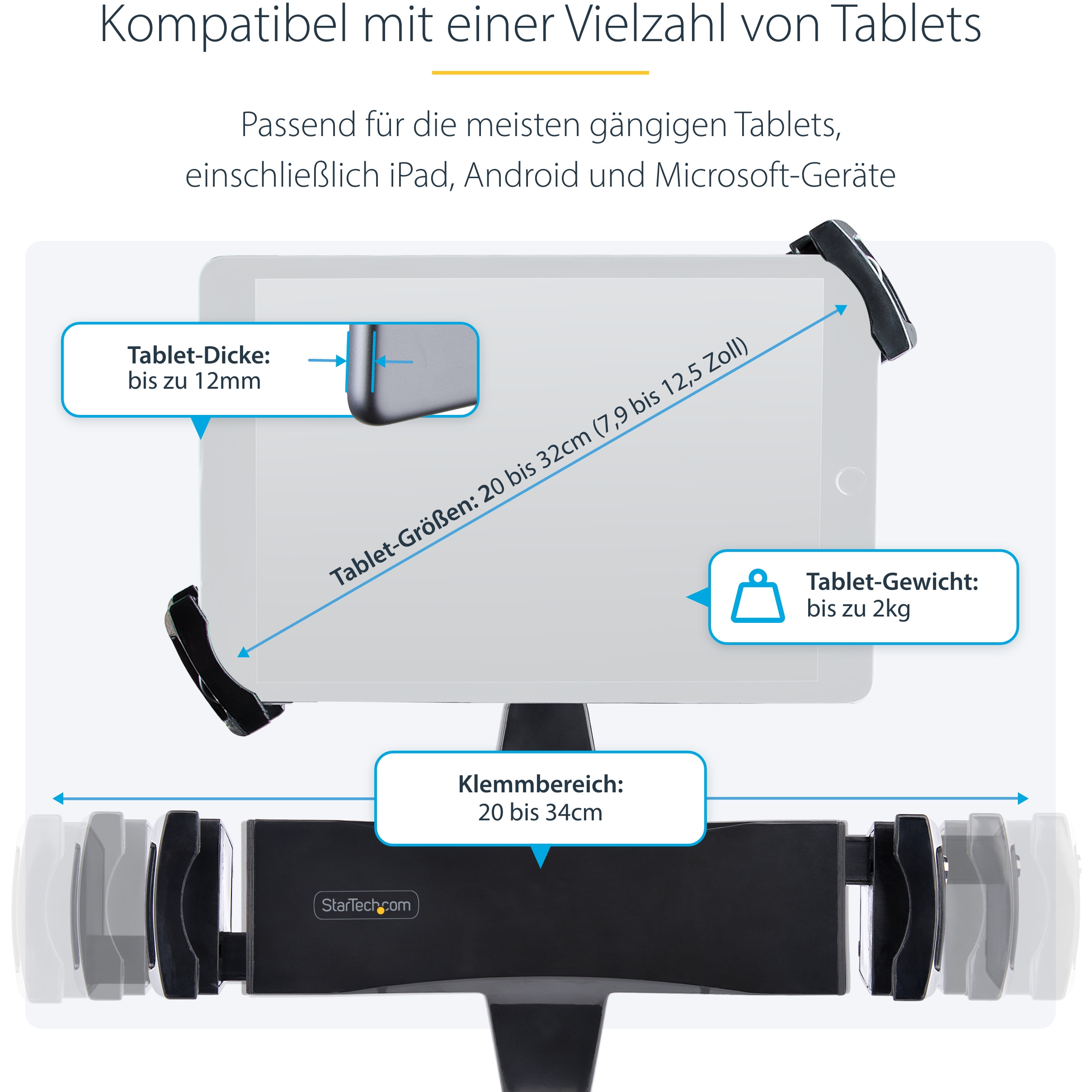 VESA NOSAČ STARTECH VESA NOSAČ ZA TABLETE (7.9 do 12.5 inča, do 2kg, 75x75/100x100 VESA)-13