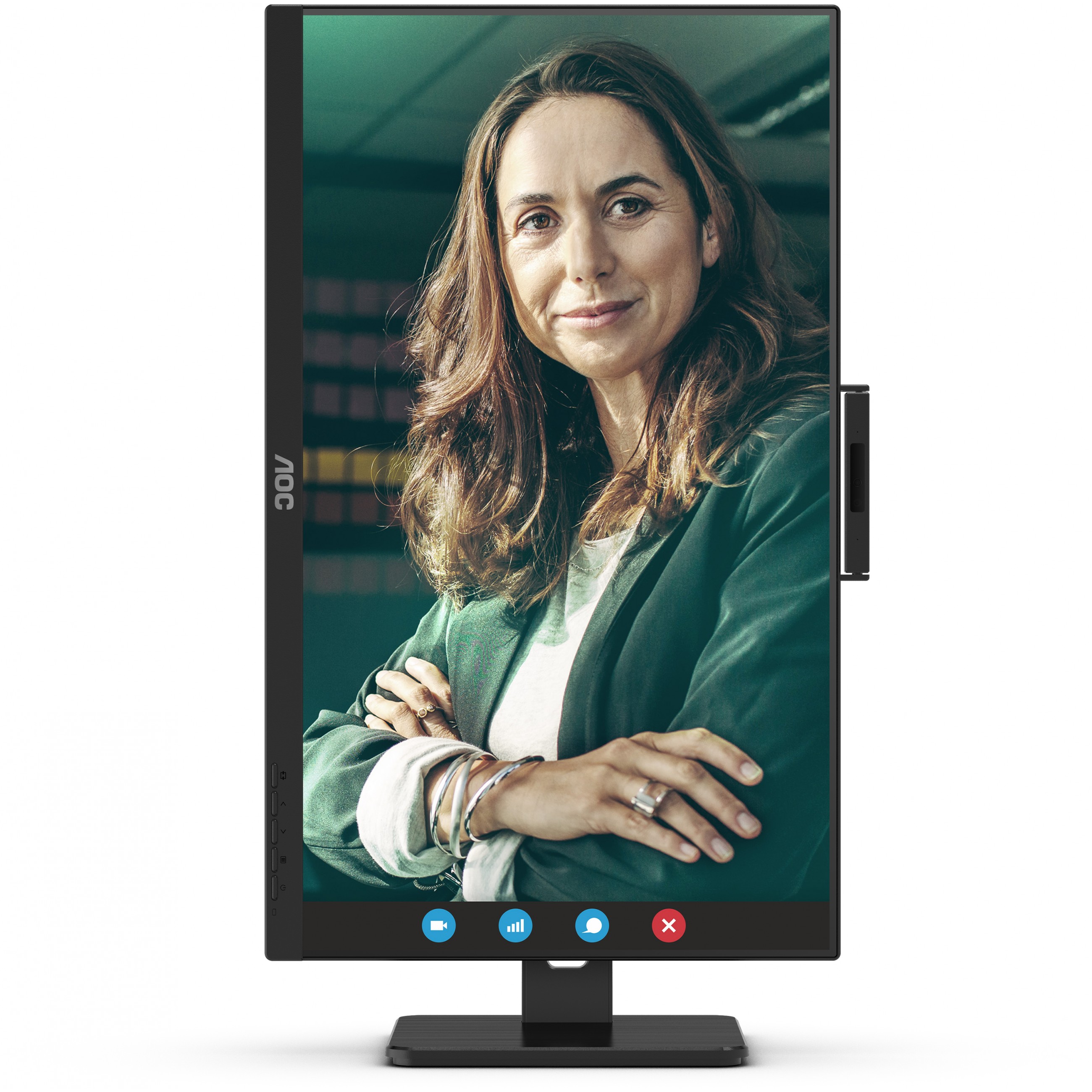 Monitor AOC Q27P3CW (27", 2560 x 1440 QHD, IPS, 350-nit svjetlina, široki kutovi gledanja 178/178°, ugrađeni zvučnici 5W + 5W, 5MP integrirana web kamera, USB-C, USB Hub, RJ-45 & DP-out)-25