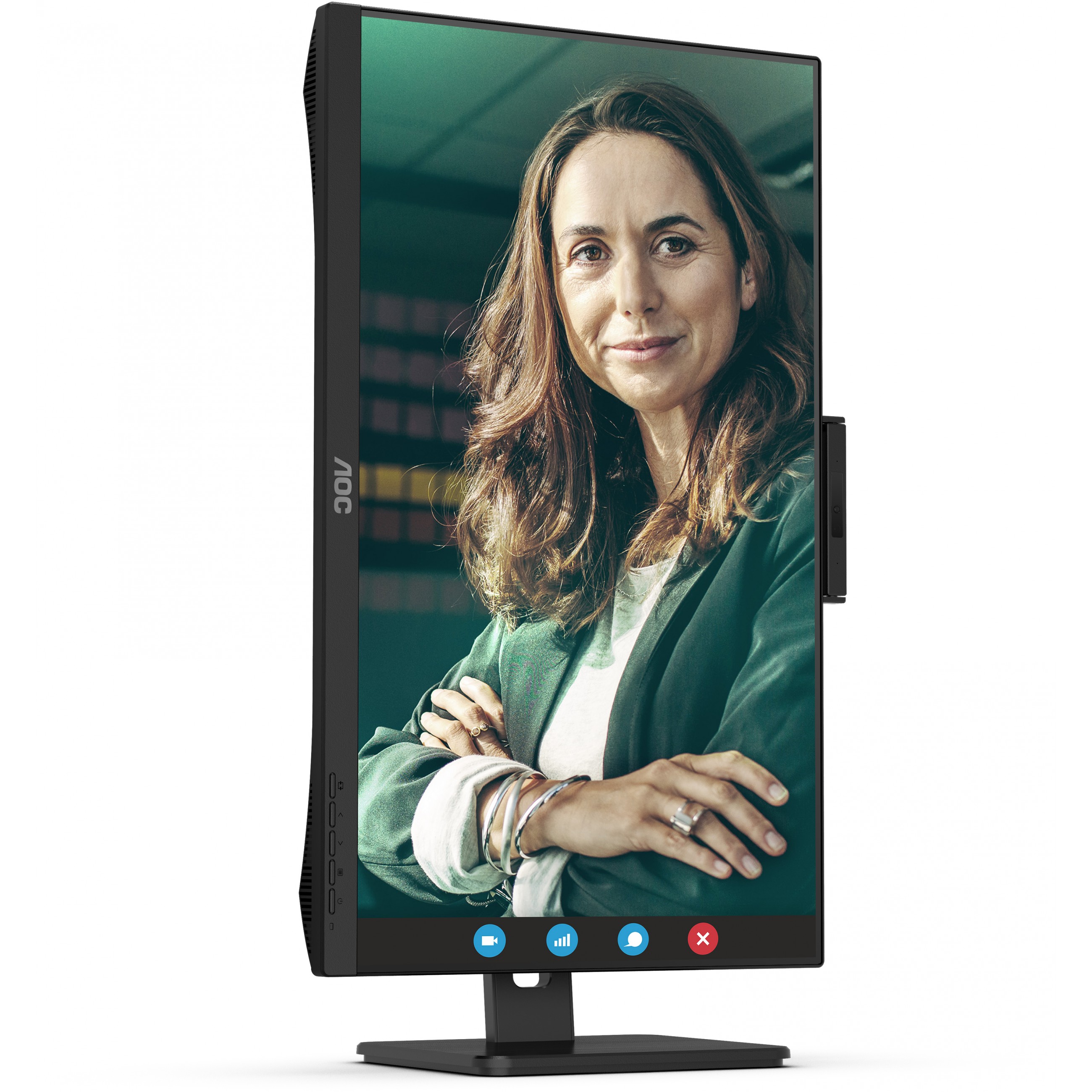 Monitor AOC Q27P3CW (27", 2560 x 1440 QHD, IPS, 350-nit svjetlina, široki kutovi gledanja 178/178°, ugrađeni zvučnici 5W + 5W, 5MP integrirana web kamera, USB-C, USB Hub, RJ-45 & DP-out)-26