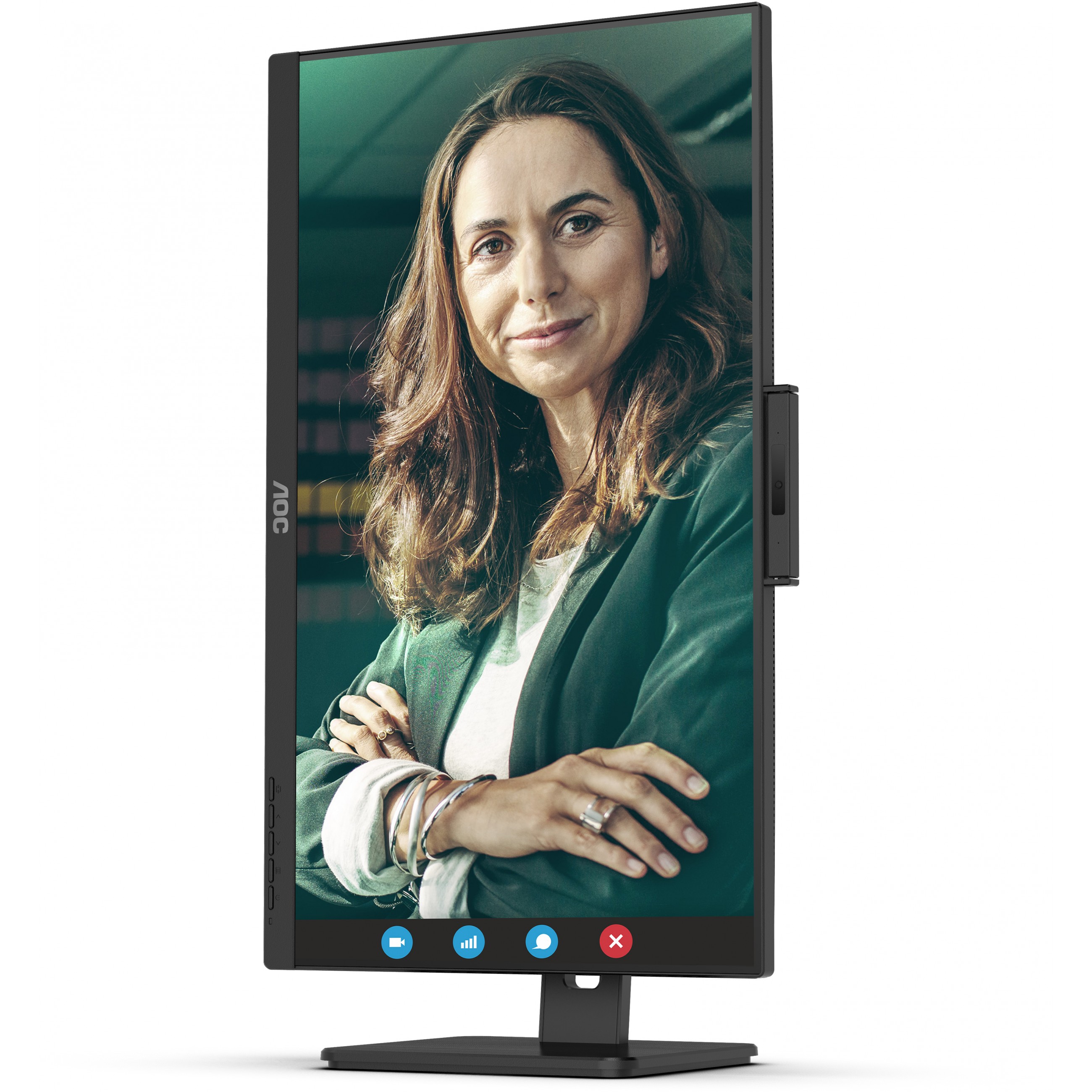 Monitor AOC Q27P3CW (27", 2560 x 1440 QHD, IPS, 350-nit svjetlina, široki kutovi gledanja 178/178°, ugrađeni zvučnici 5W + 5W, 5MP integrirana web kamera, USB-C, USB Hub, RJ-45 & DP-out)-27