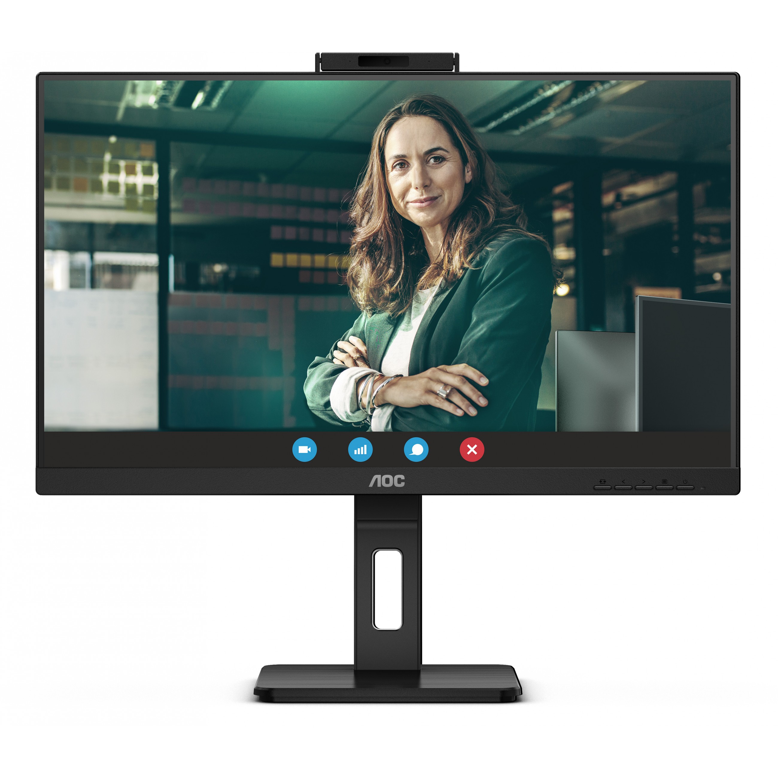 Monitor AOC Q27P3CW (27", 2560 x 1440 QHD, IPS, 350-nit svjetlina, široki kutovi gledanja 178/178°, ugrađeni zvučnici 5W + 5W, 5MP integrirana web kamera, USB-C, USB Hub, RJ-45 & DP-out)-31