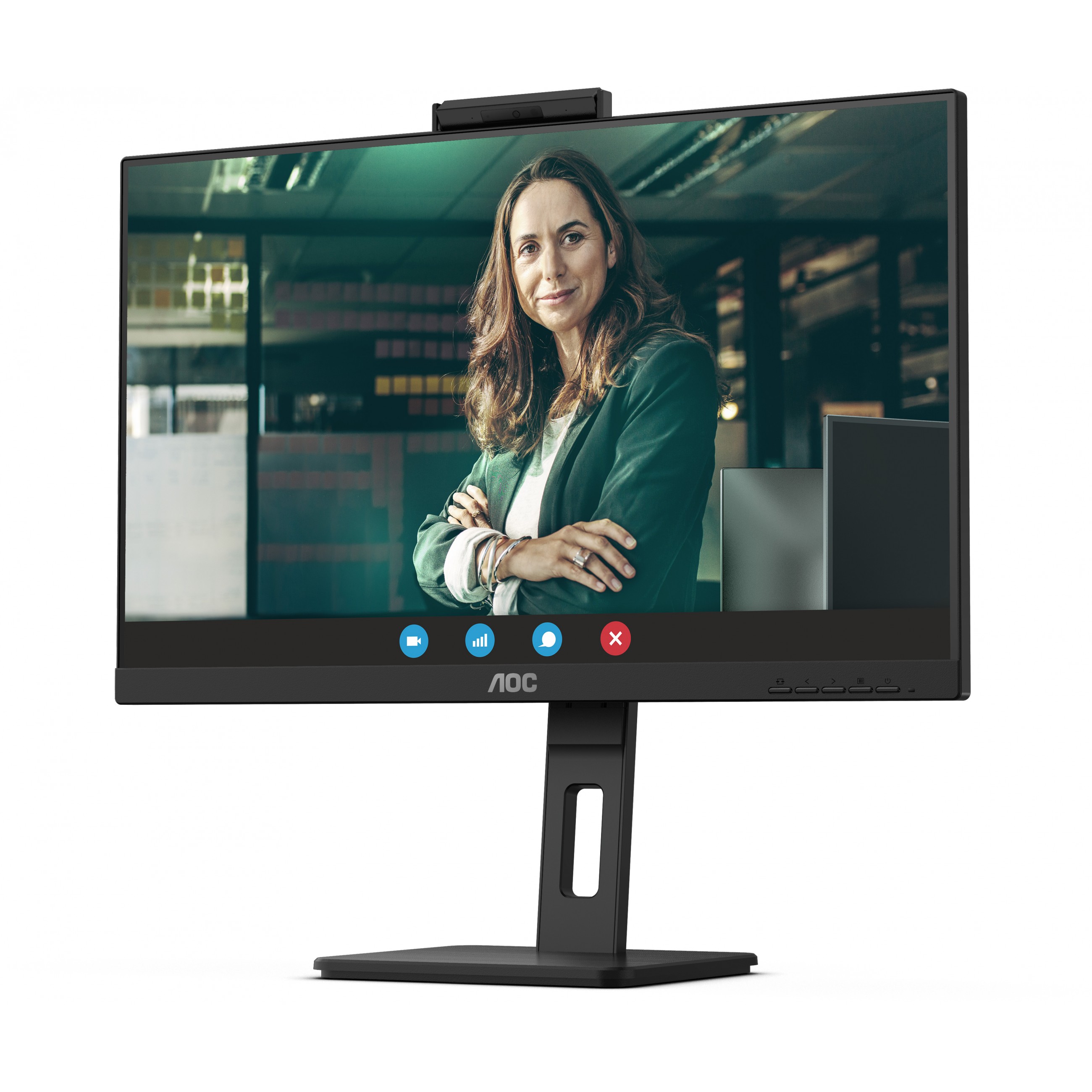 Monitor AOC Q27P3CW (27", 2560 x 1440 QHD, IPS, 350-nit svjetlina, široki kutovi gledanja 178/178°, ugrađeni zvučnici 5W + 5W, 5MP integrirana web kamera, USB-C, USB Hub, RJ-45 & DP-out)-32